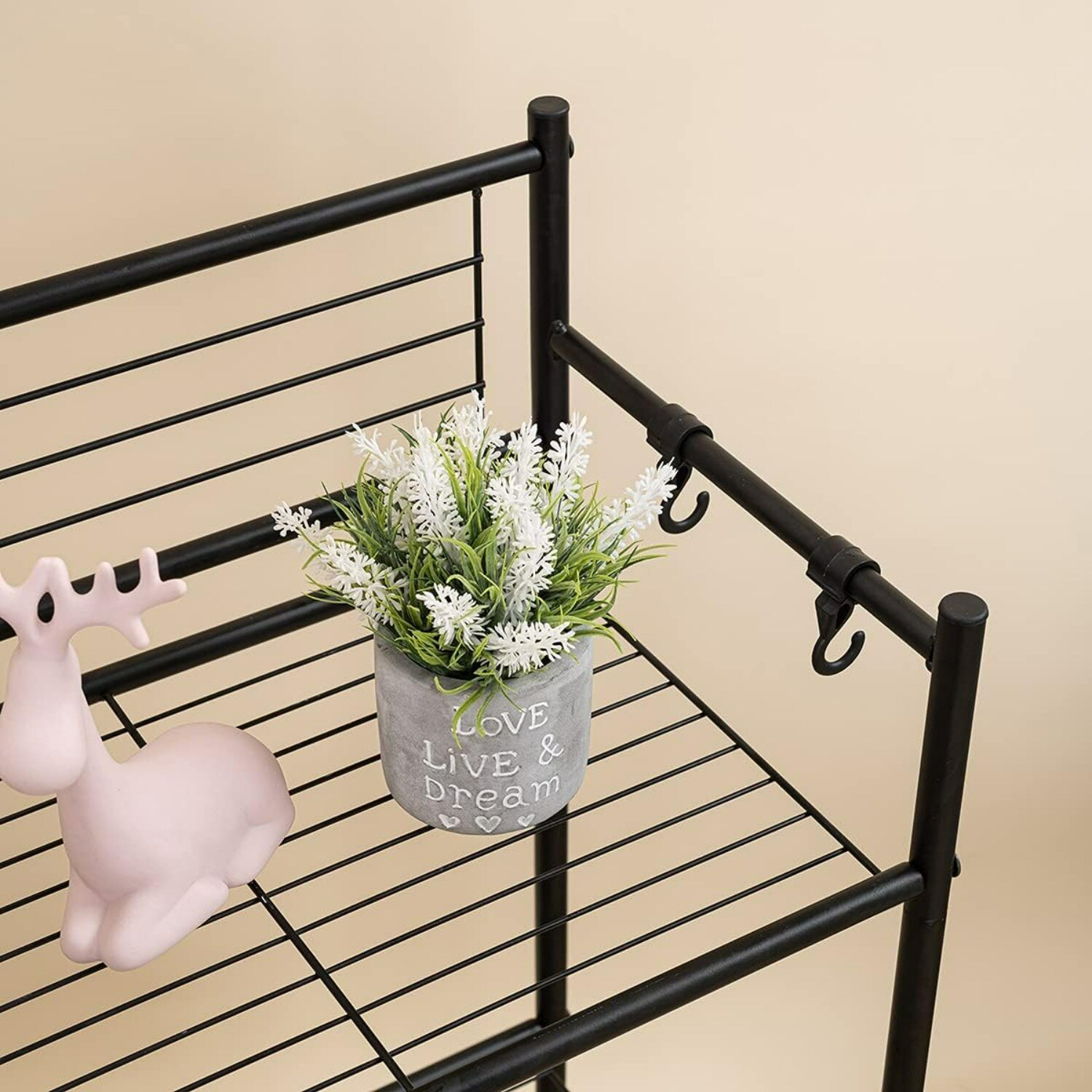 Paradigms Interiors 3 Shelf Standing Wire Storage Unit With 4 Hooks ...