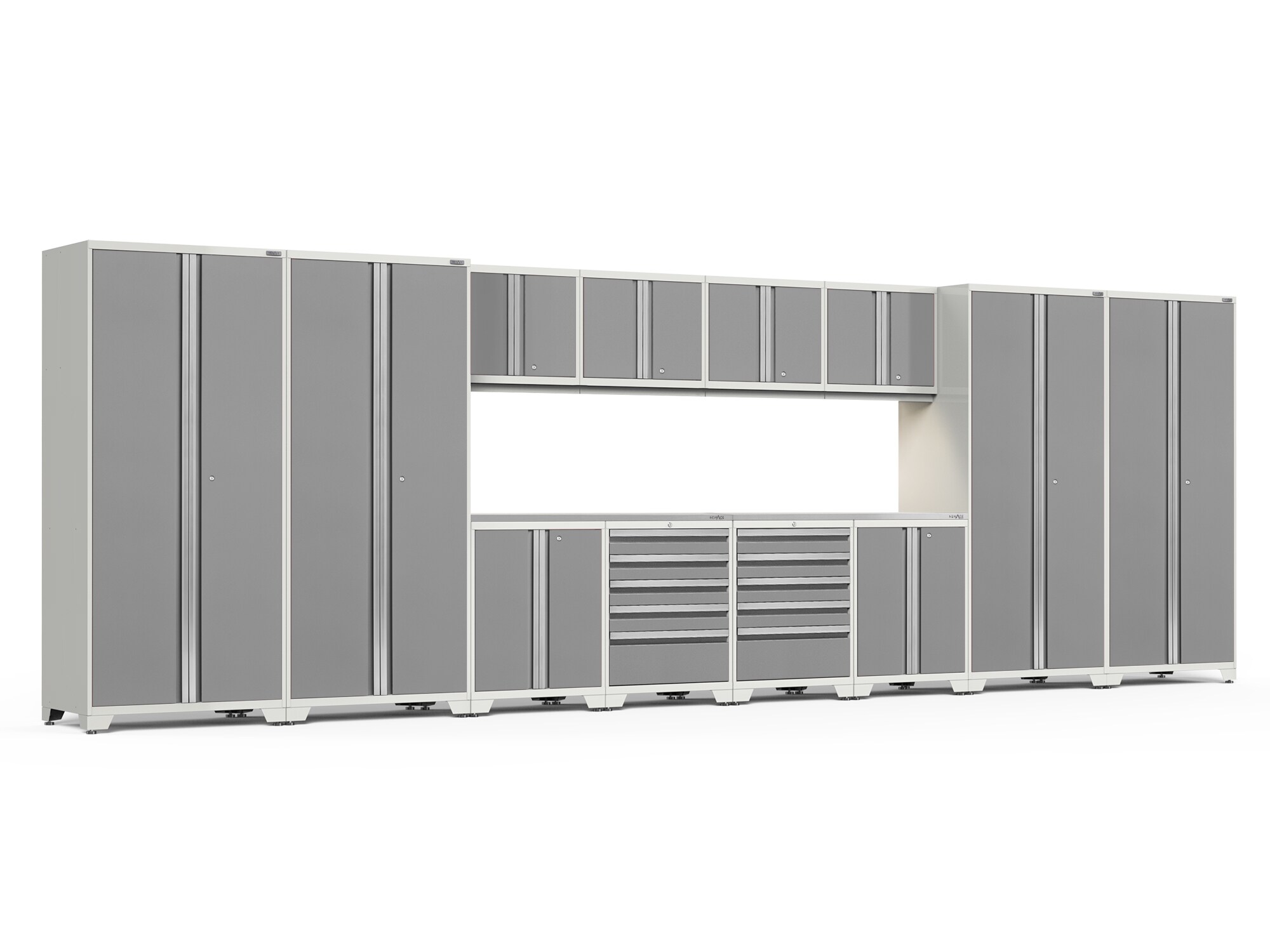 NewAge Products 51321 256-in W x 84.75-in H x 24-in D 12 -Cabinets Steel Platinum Garage Storage System