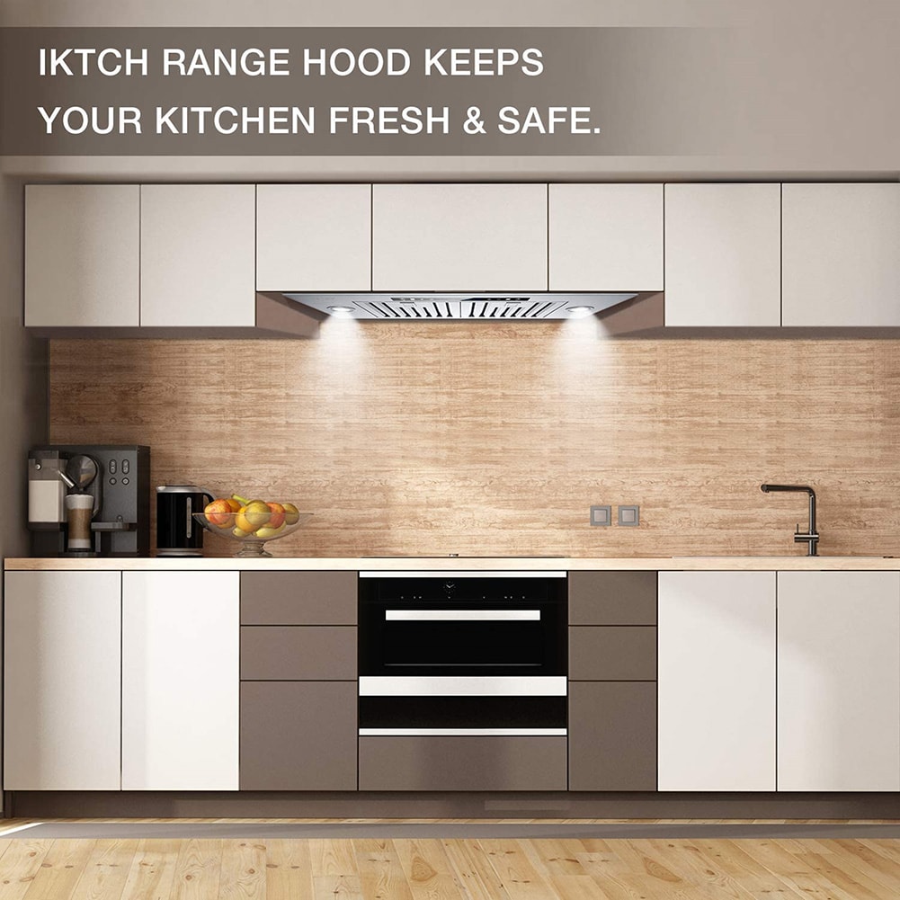 IKTCH 36-in 900-CFM Ductless Stainless Steel Under Cabinet Range Hoods Insert with Charcoal Filter | IKB01-36