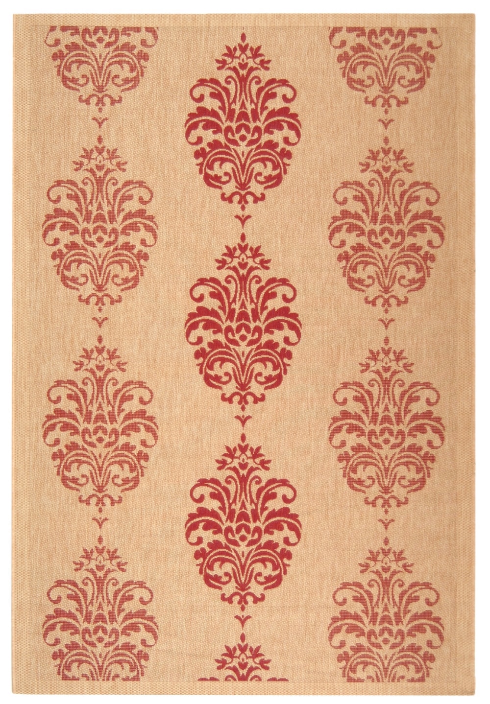 Safavieh CY2720-3701-6 Courtyard Bermuda 7 x 10 (ft) Loomed Polypropylene Natural/Red Rectangular Indoor/Outdoor Damask Coastal Area rug