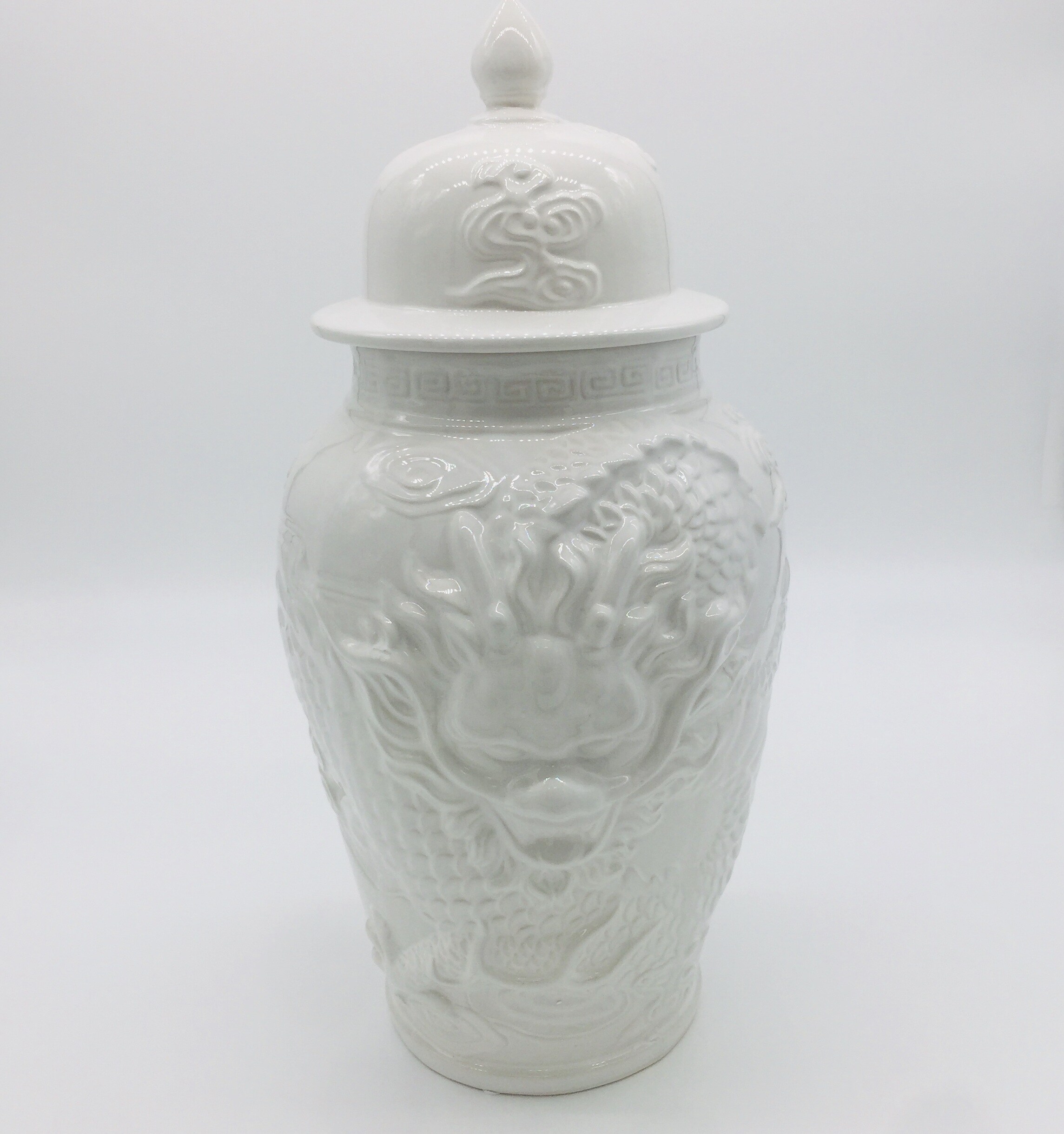 Galt International FB93261AM White Ceramic Oriental Decorative Jar