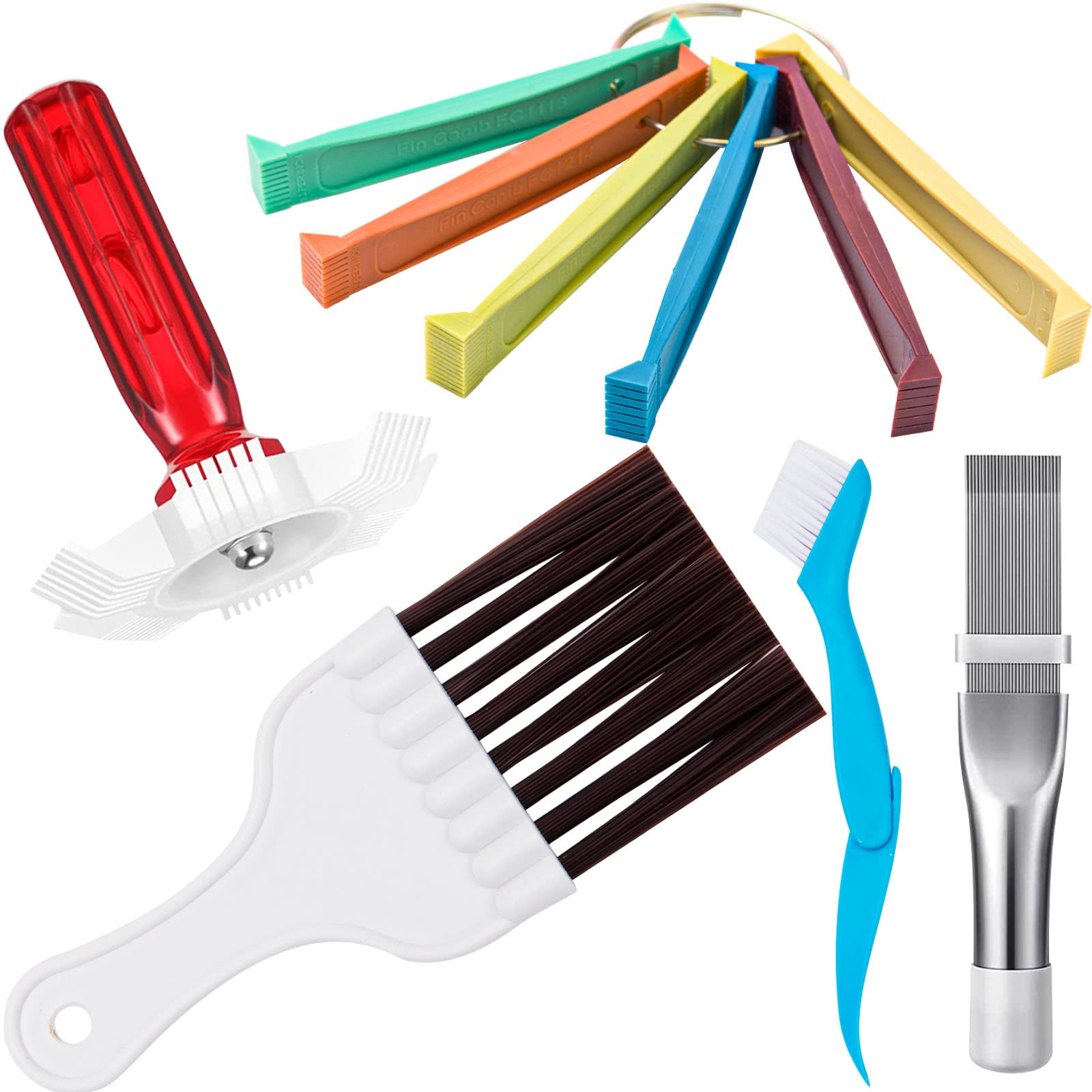 Afoxsos  5 Piece Air Conditioner Fin Cleaner Set with 3 Fin Straighteners and 2 Brushes for Condenser Coil and Radiator Cleaning