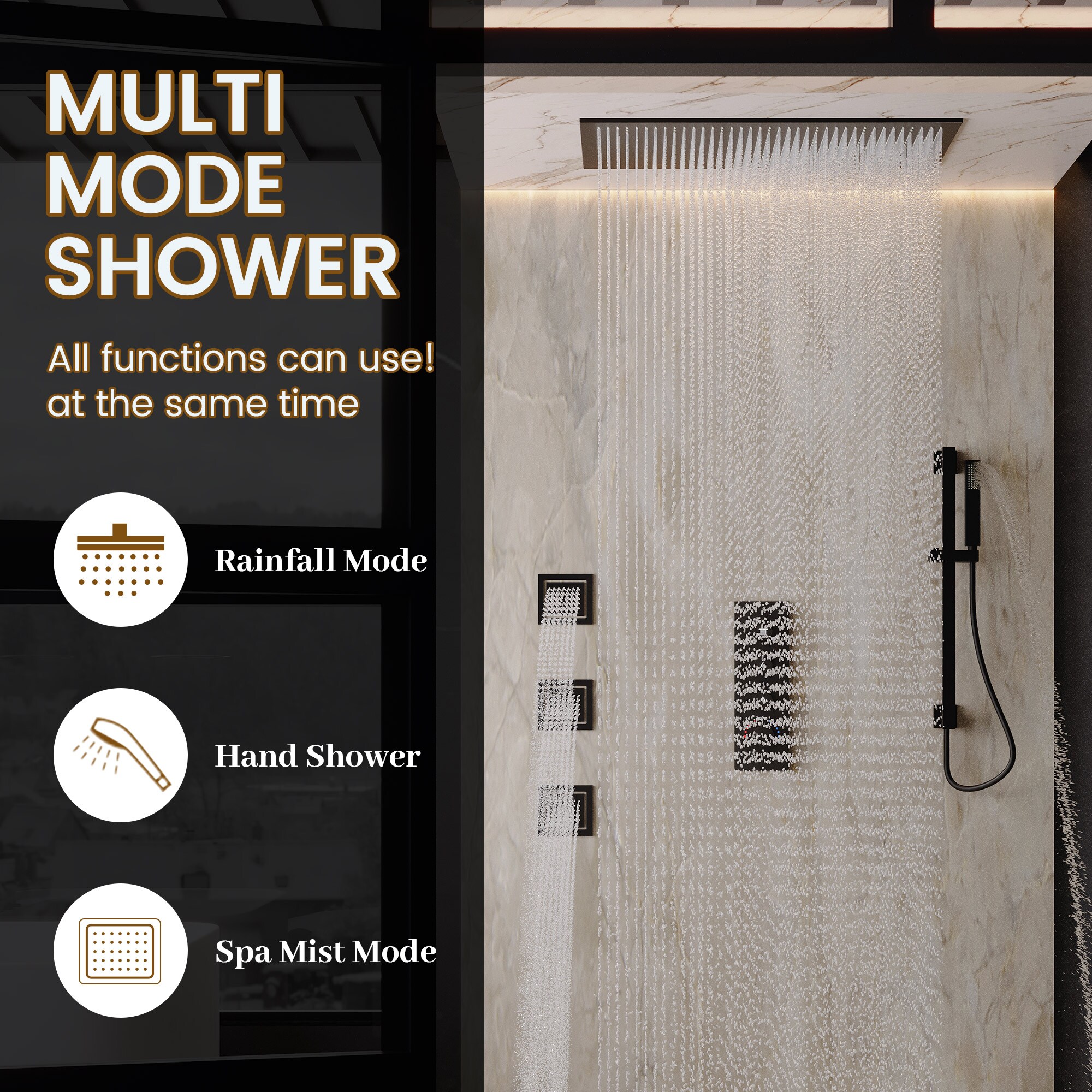 CASAINC CA-A4382-MB Showerhead-Bar-Panels - View #4