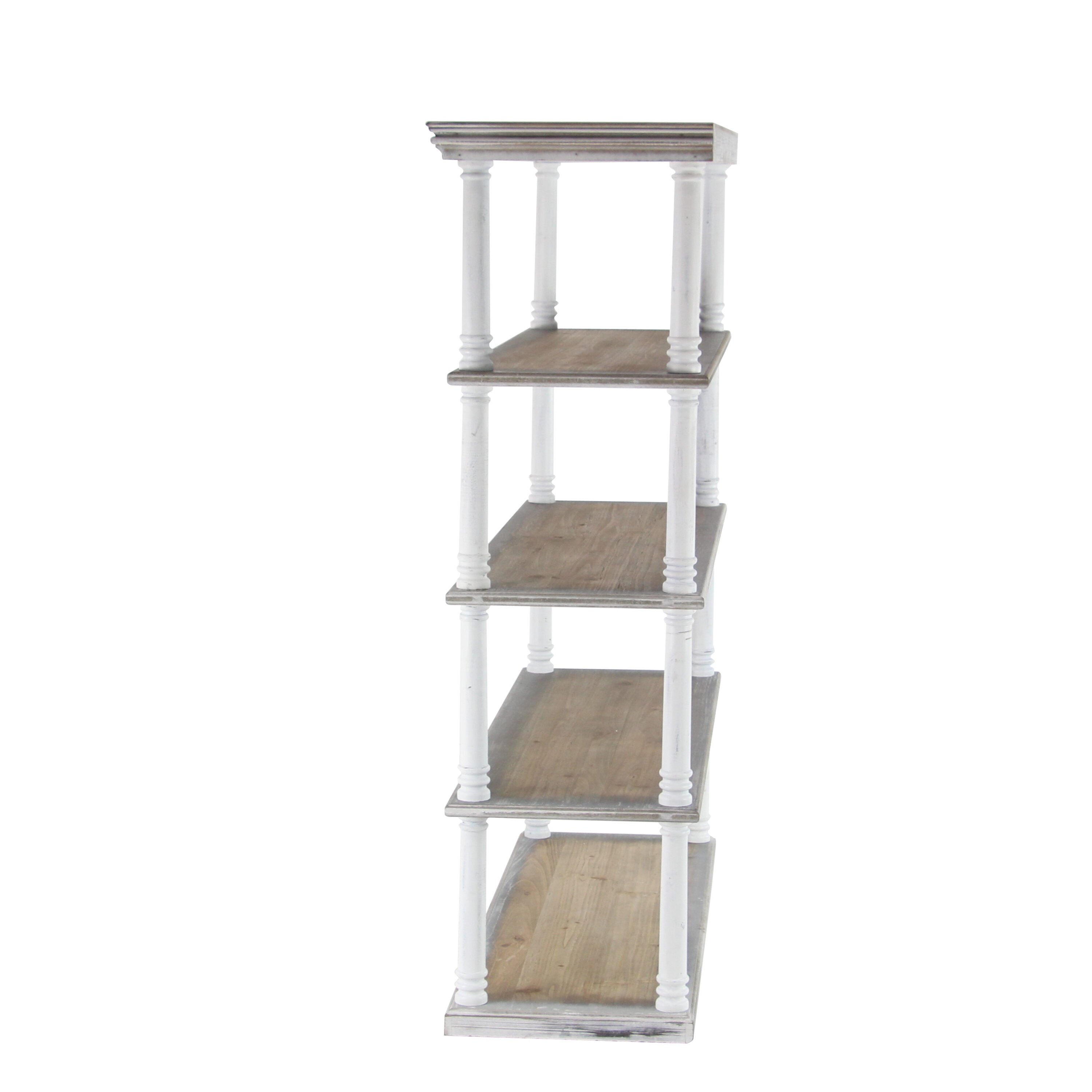 Rustic White and Brown Wood 5-Tier Shelving Unit