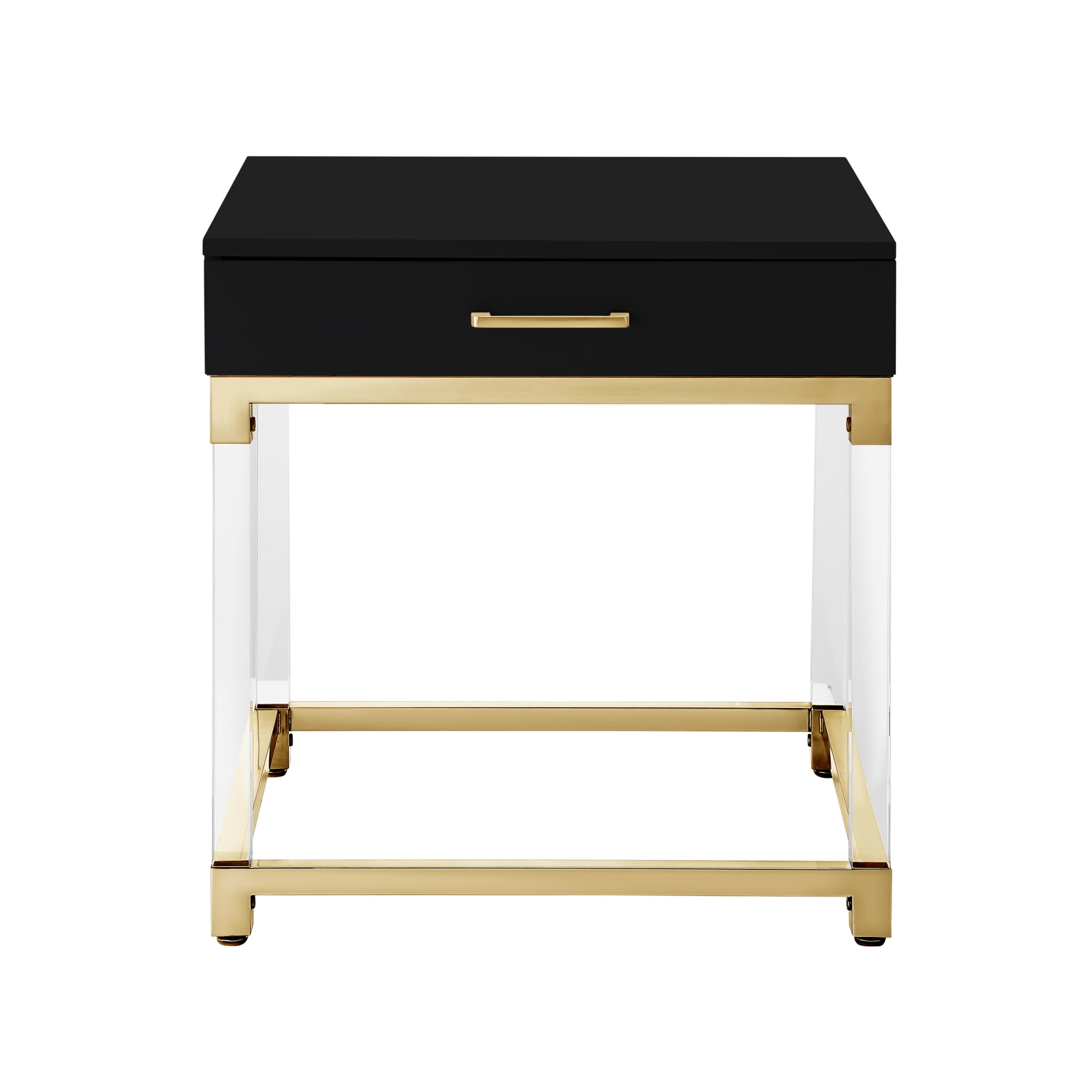 Inspired Home ET159-09BK-LS Caspian 24-Inches W x 24-Inches H Black/Gold Composite Square Modern End Table with Storage Assembly Required
