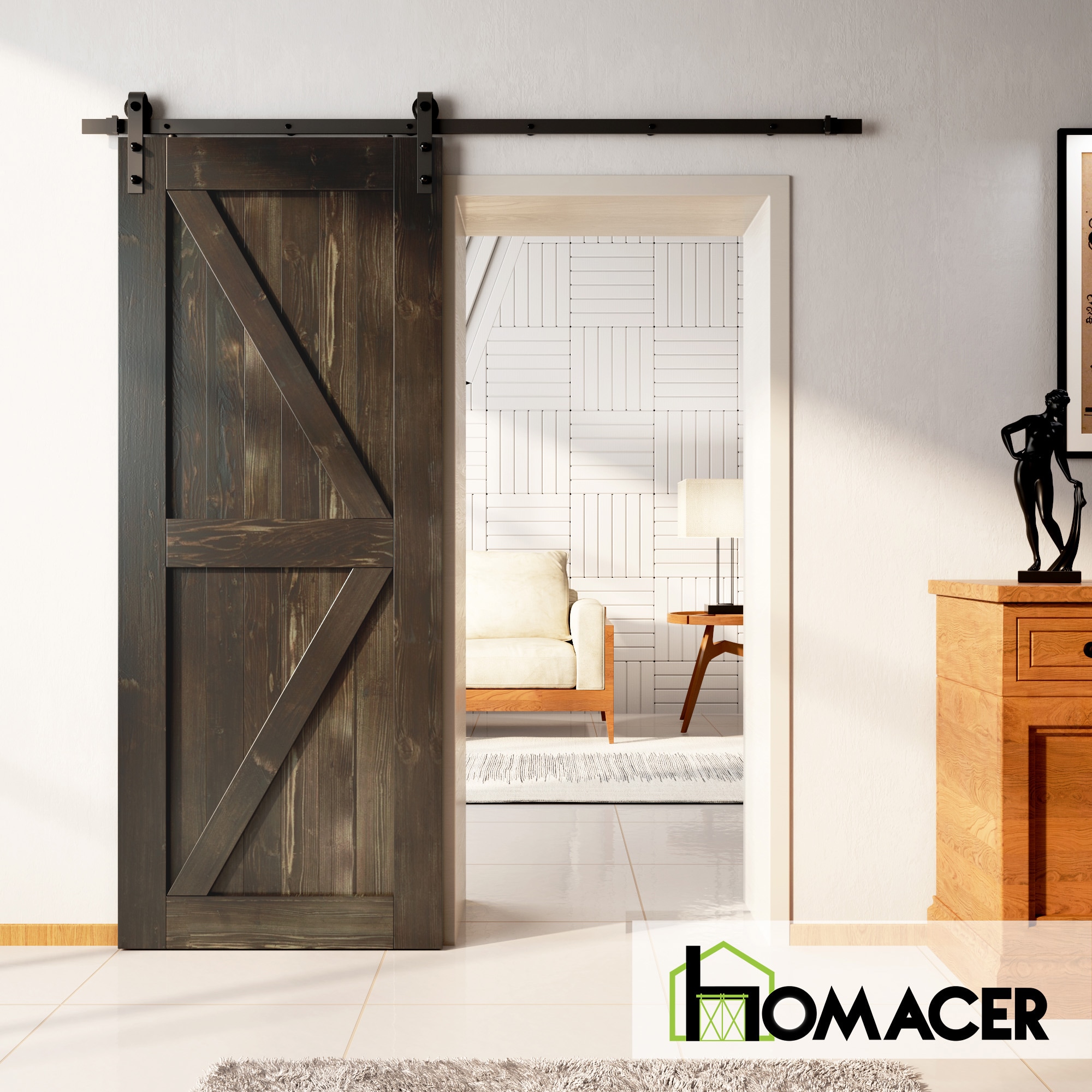 HOMACER 4080F-EBONY Barn-Doors - View #2