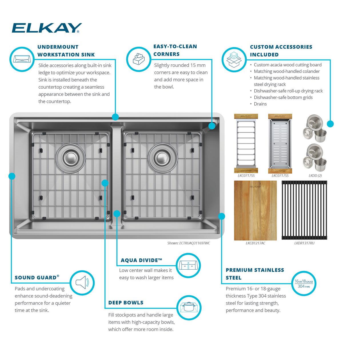 Elkay ECTRUAQ31169TWC Kitchen-Sinks - View #6