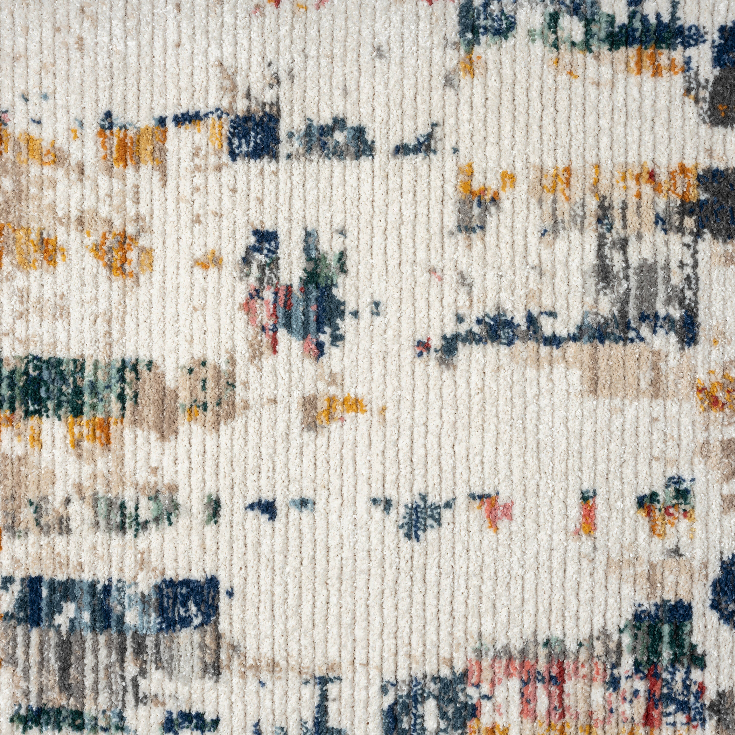 Beaux 8' x 10' Blue and Orange Abstract Synthetic Rug