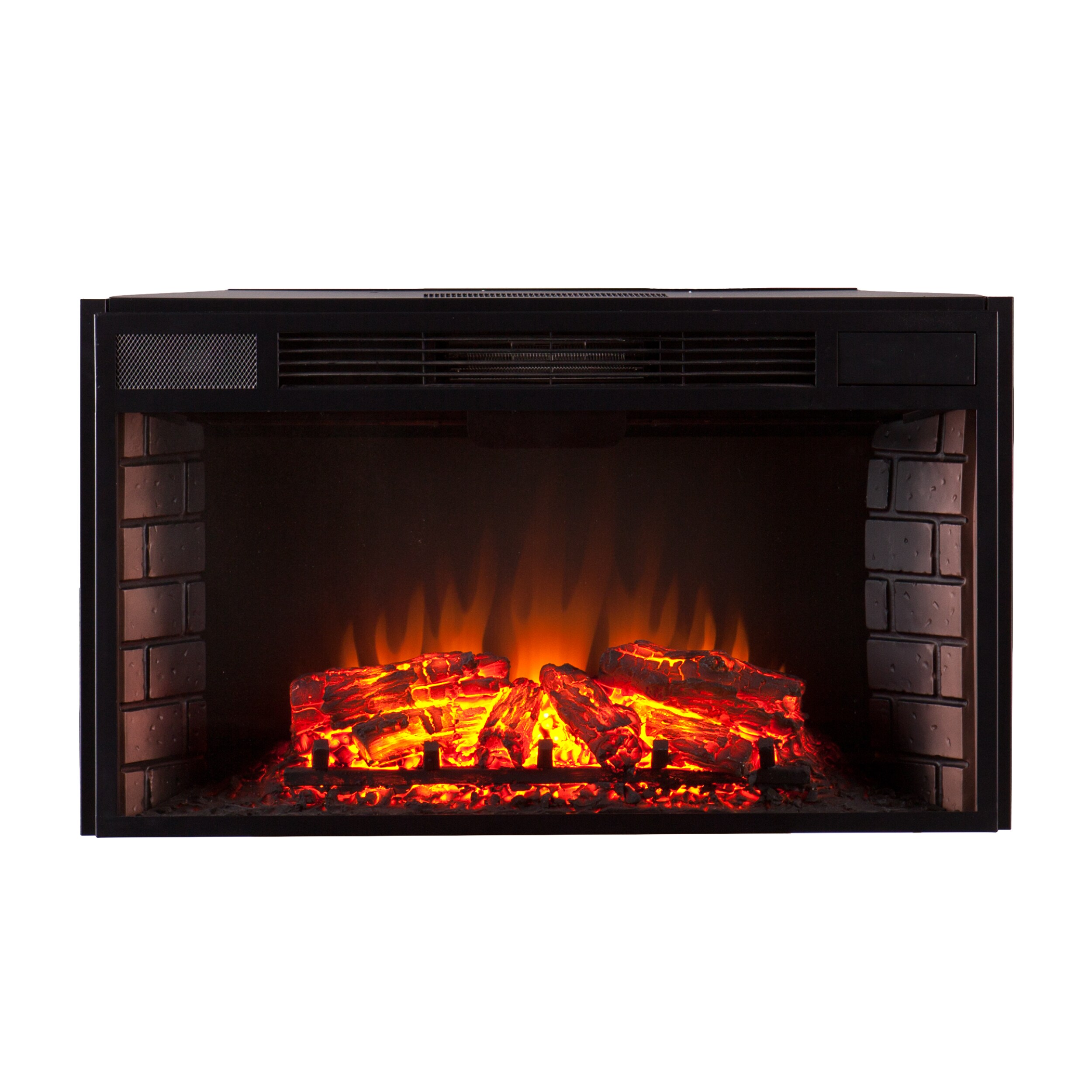 Southern Enterprises FA5133 34.25-in W Black Free standing Fan-forced Flat wall Electric Fireplace with Remote Control Included
