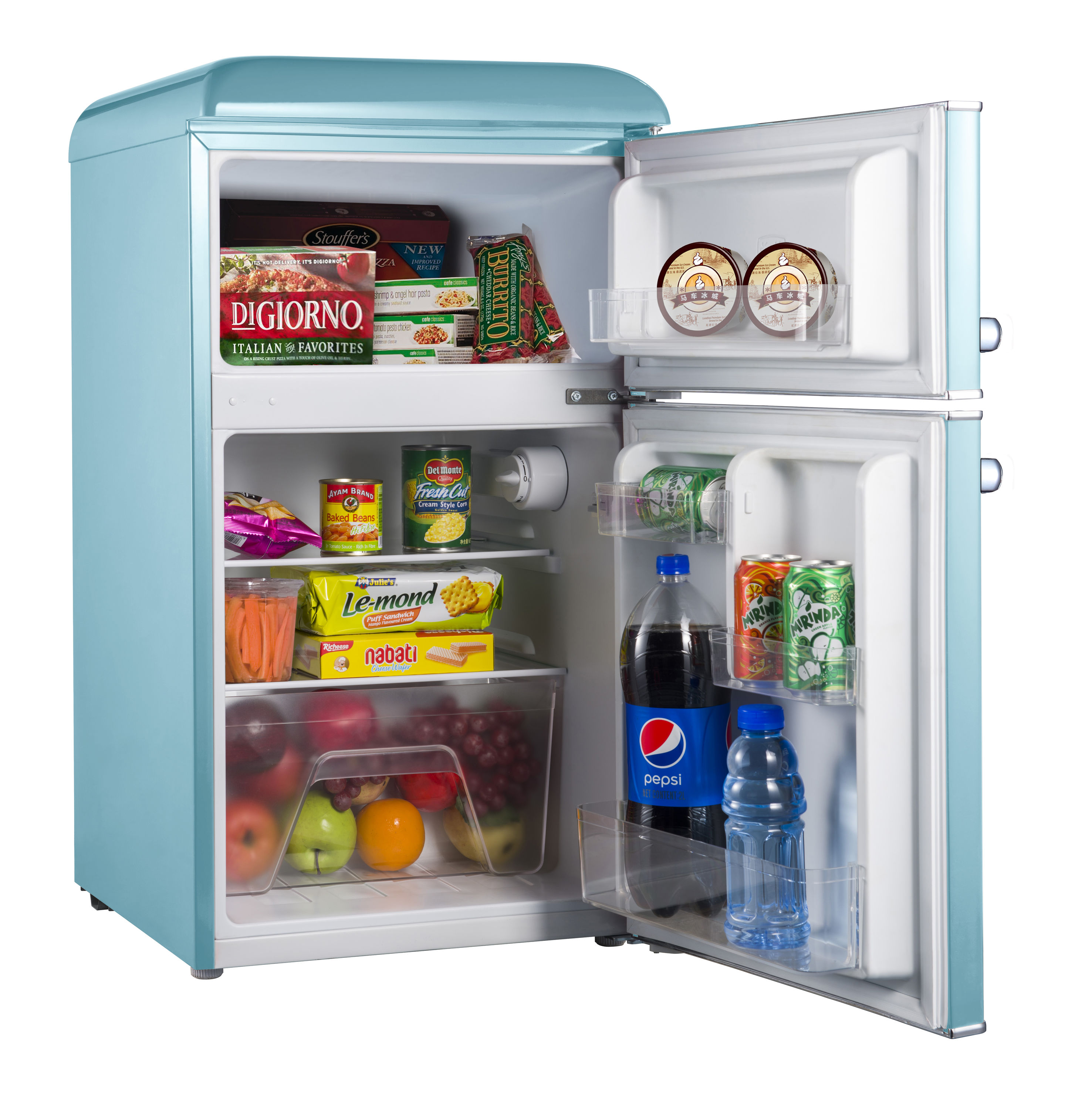 Galanz 3.1-cu ft retro dual door refrigerator 3.1-cu ft Standard-depth  Freestanding Mini Fridge Freezer Compartment (Hot Rod Red) ENERGY STAR at
