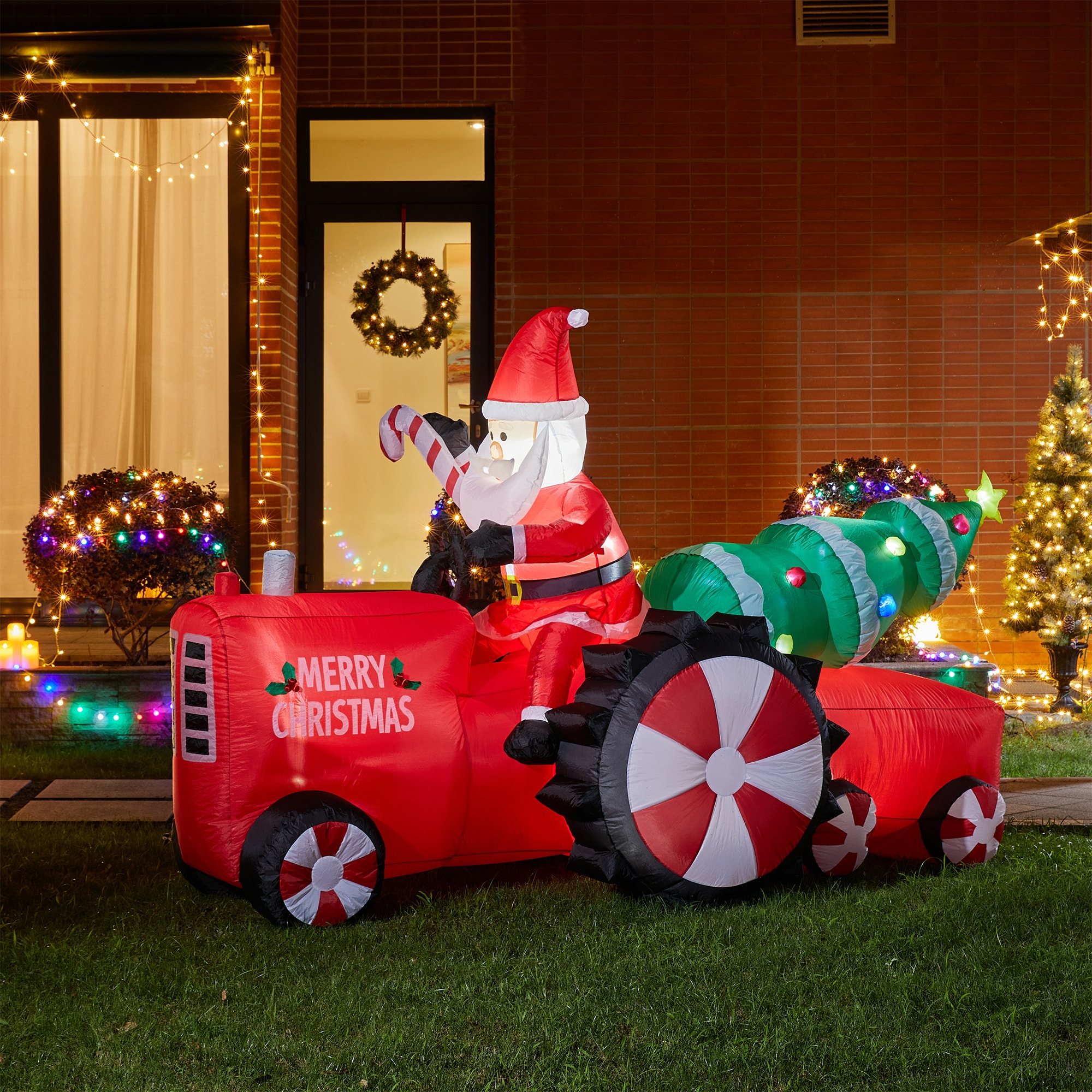 Glitzhome 6.23-ft Lighted Santa Christmas Inflatable in the Christmas ...