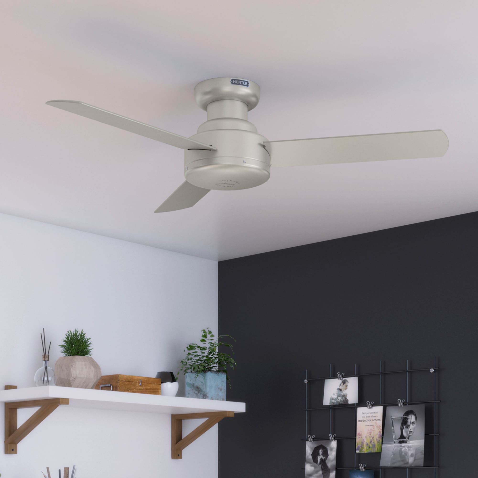 Hunter 52403 Presto SureSpeed 44-in Flush Mount Matte Nickel with Matte Nickel Blades Propeller Ceiling Fan Without Light ( 3 -Blade )