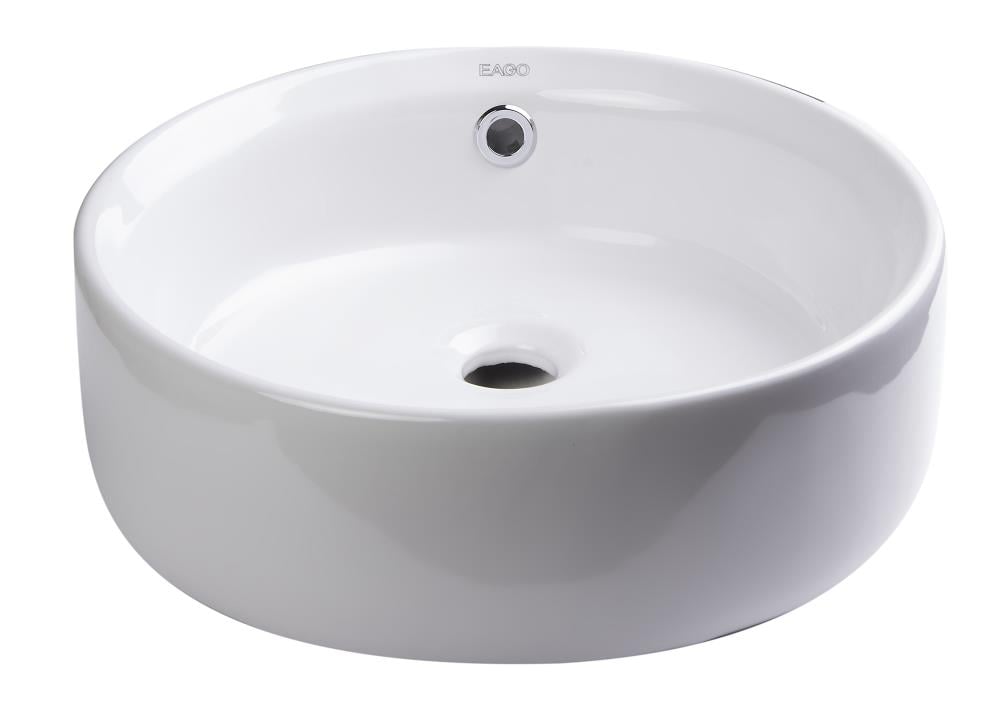 EAGO BA129 Porcelain Vessel Round Modern White Bathroom Sink ( 15.75-Inches x 15.75-Inches )