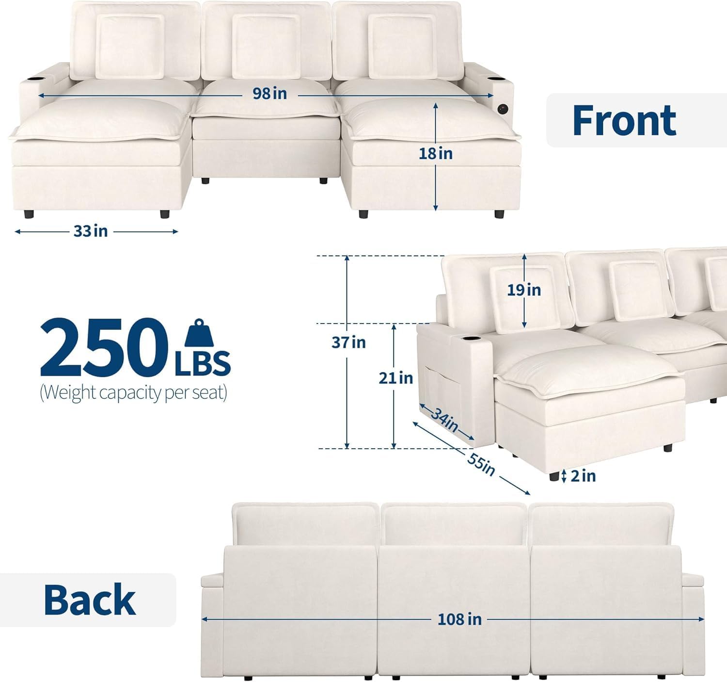 Qeetex LHF-SF-QTY9U8028 Sofas-Loveseats - View #2