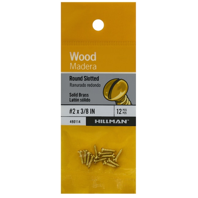 Hillman #2 x 3/8-in Brass Interior Wood Screws (12-Count) in the Wood Screws  department at Lowes.com