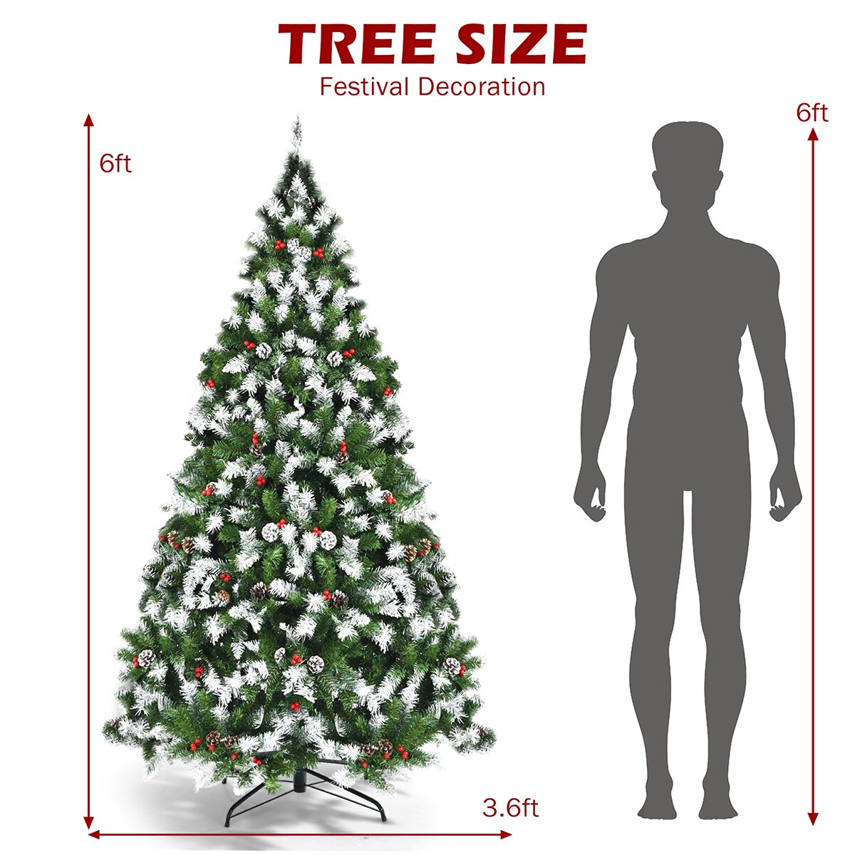 Forclover 6-ft Full Artificial Christmas Tree with LED Lights - Green ...