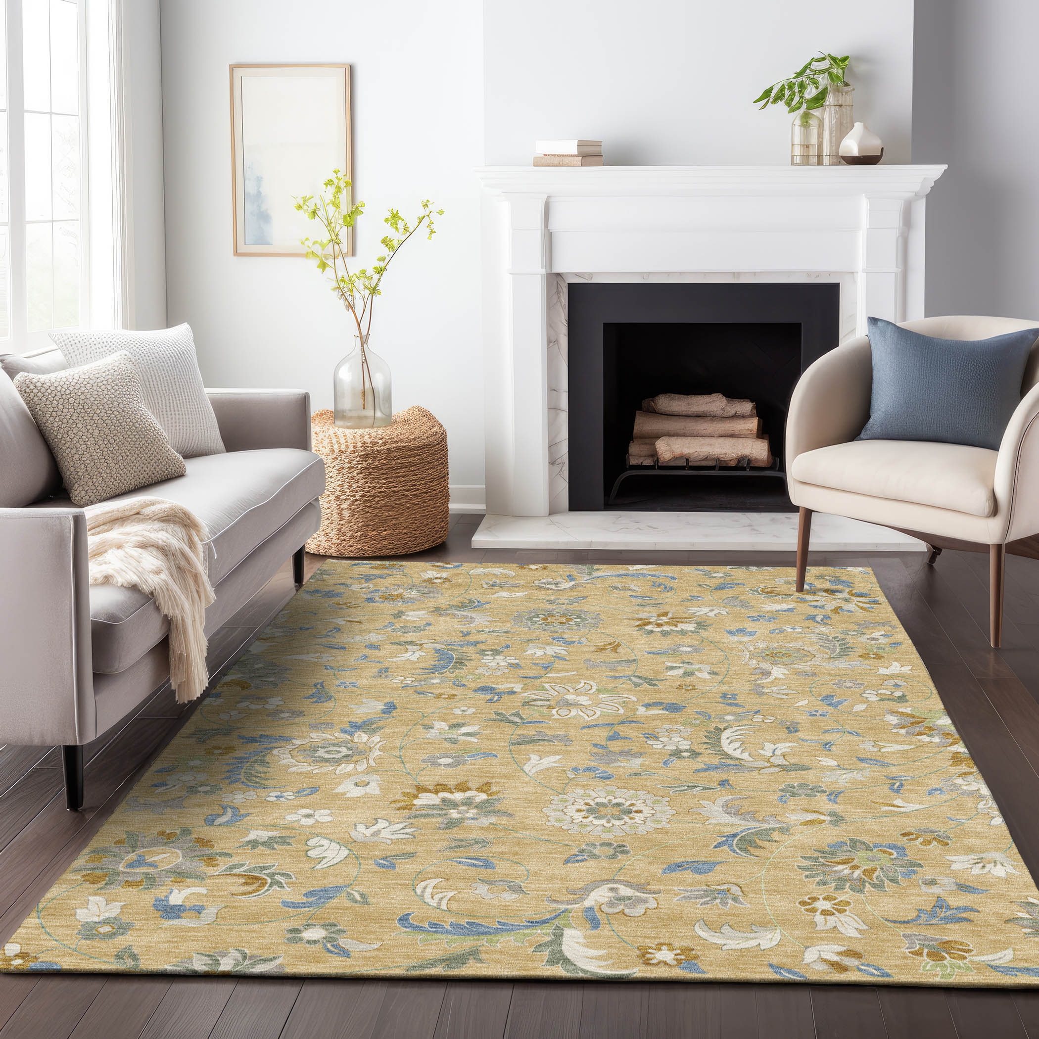 Addison Rugs ACN1006WH3X5 Chantille ACN1006WH 3 x 5 (ft) Polyester Wheat Rectangular Indoor/Outdoor Geometric Machine washable Area rug