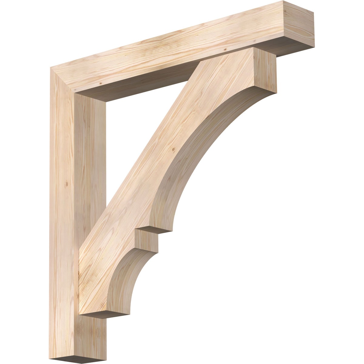 Ekena Millwork 1462204 Balboa Block Smooth Bracket with Offset Brace 7-1/2-in x 48-in x 48-in Douglas fir Brown Wood Standard bracket