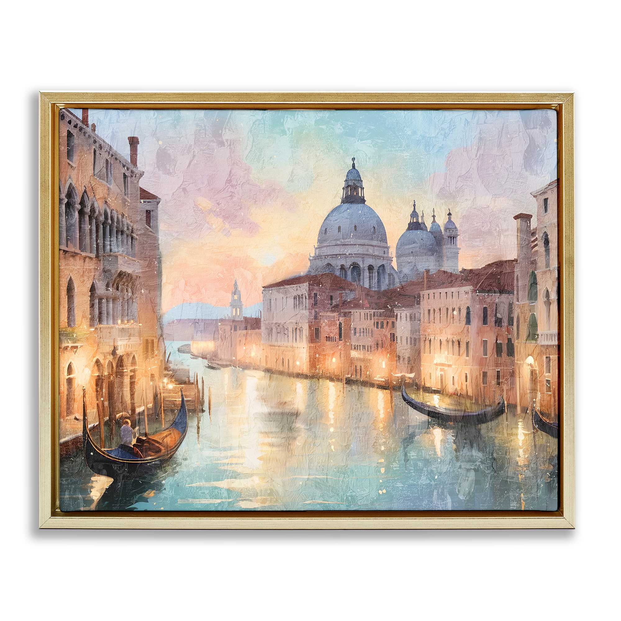 Stupell Industries BS-005-FFG-24X30 Scenic Venetian Canal Gold Framed Floater Canvas Wall Art By Kim Allen 31 x 25