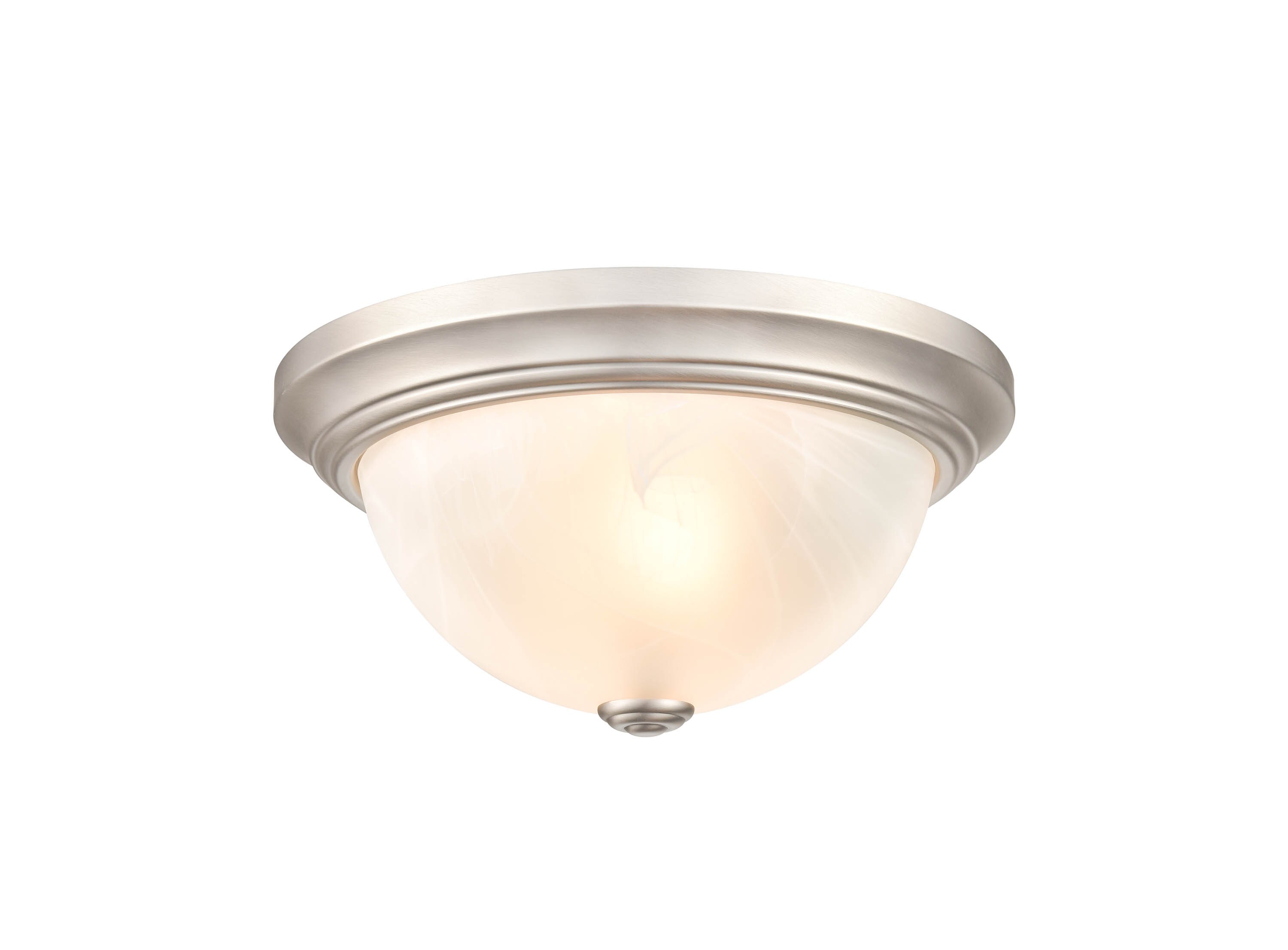 Sleek Satin Nickel 11" Glass Bowl Flush Mount Light