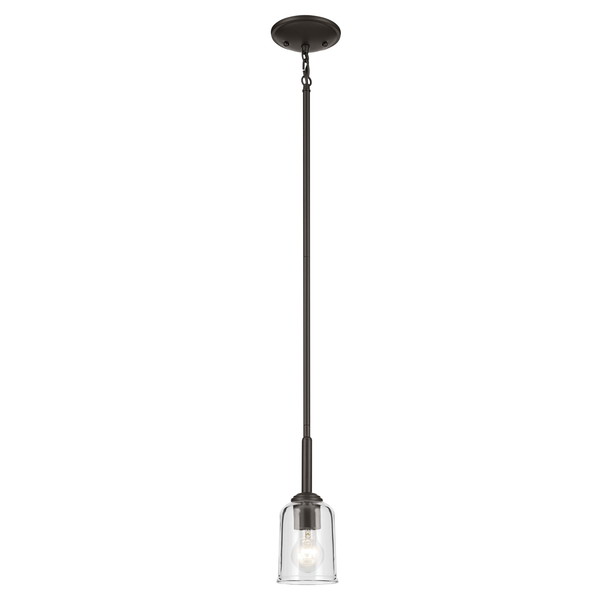 Kichler 43674OZCLR Shailene 1 -Light Olde Bronze Traditional Opal glass Bell Mini Hanging Pendant light