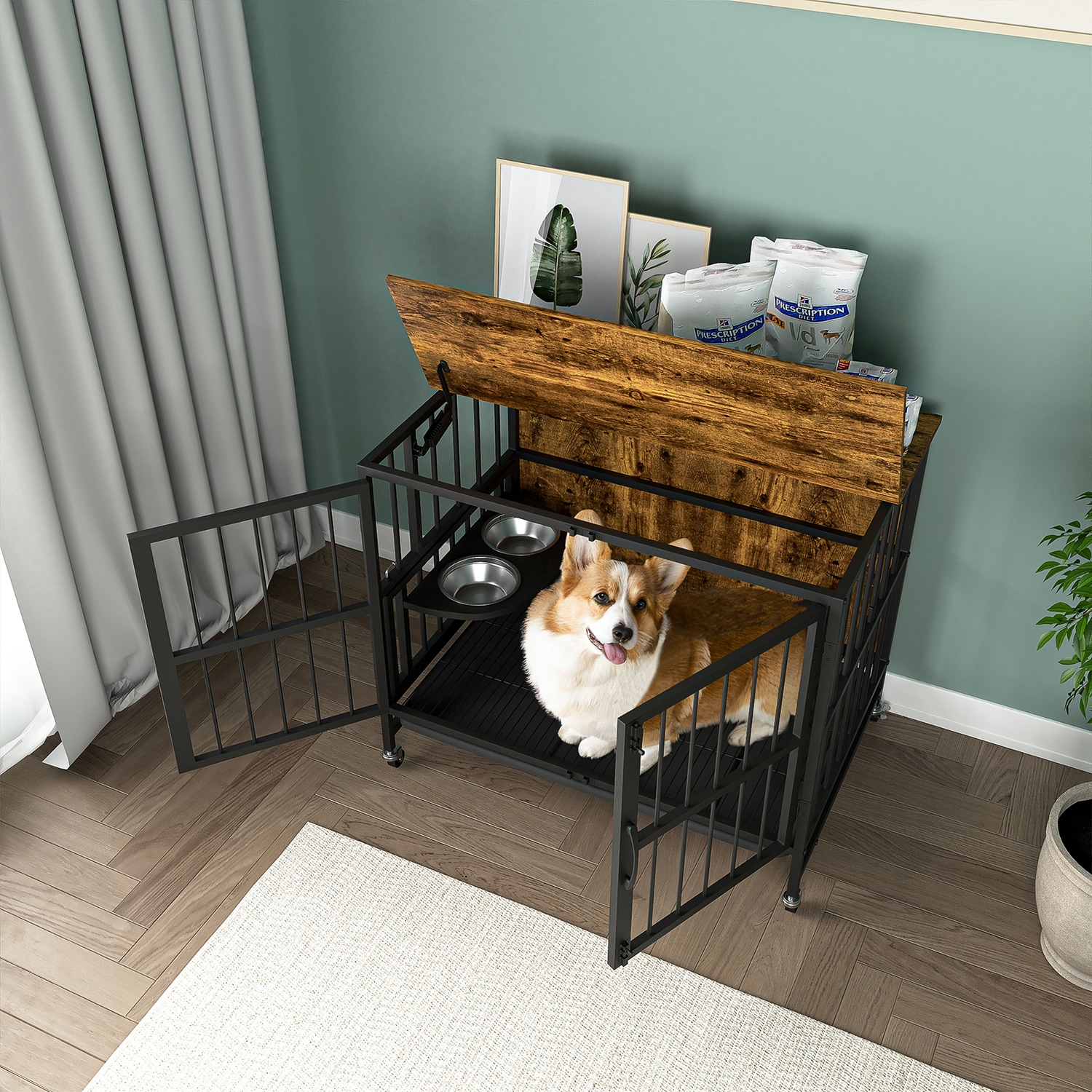 Mondawe MD-SY54614 Small (11 - 25 lbs.) MDF with aluminum Dog Kennel Indoor/Outdoor ( 2.63-Feet L x 1.83-Feet W x 2.25-Feet H )