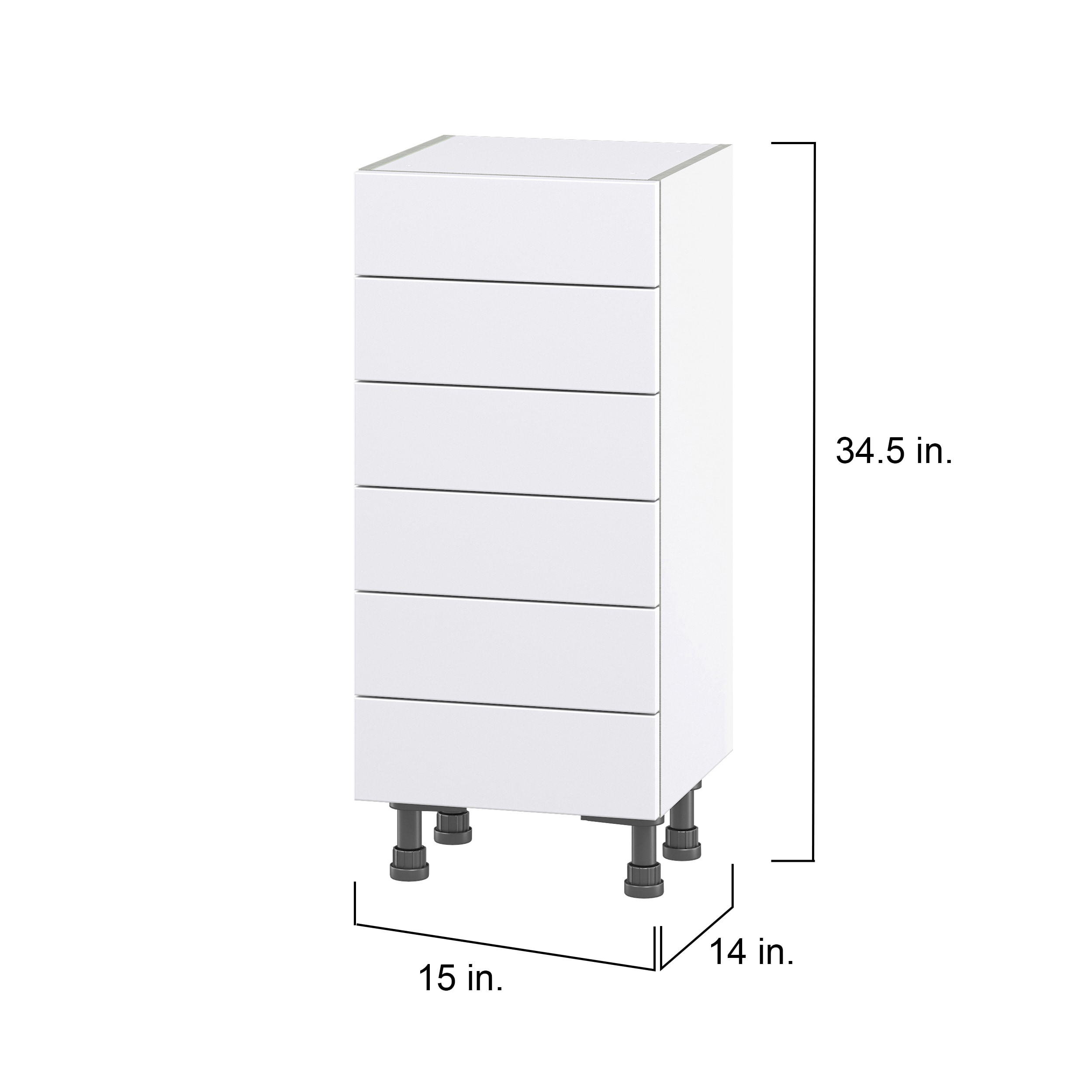 Hugo&Borg Jolie 15-in W x 34.5-in H x 14-in D Warm White 6-Drawer Base Fully Assembled Cabinet