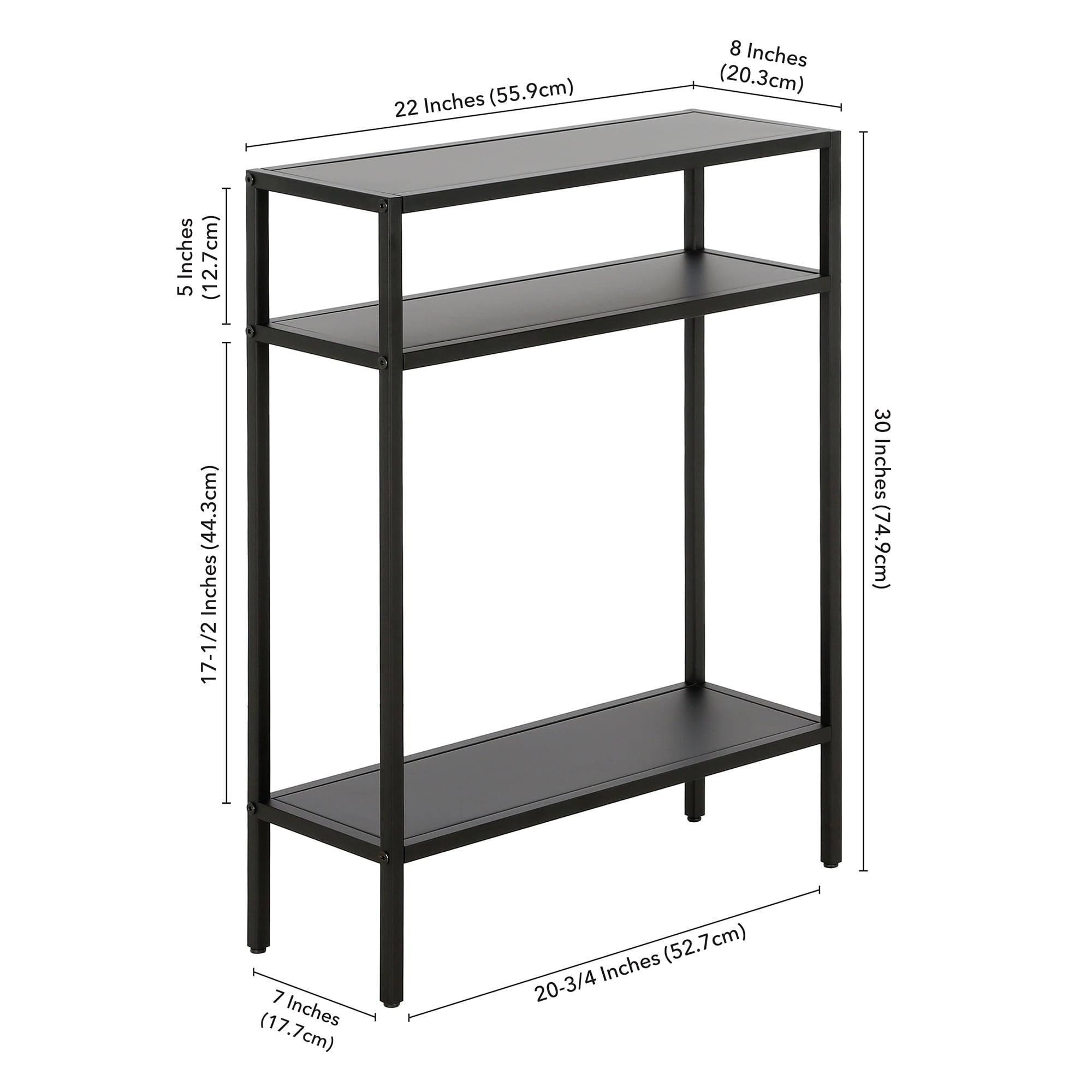 Ricardo Compact Blackened Bronze Console Table with Metal Shelves
