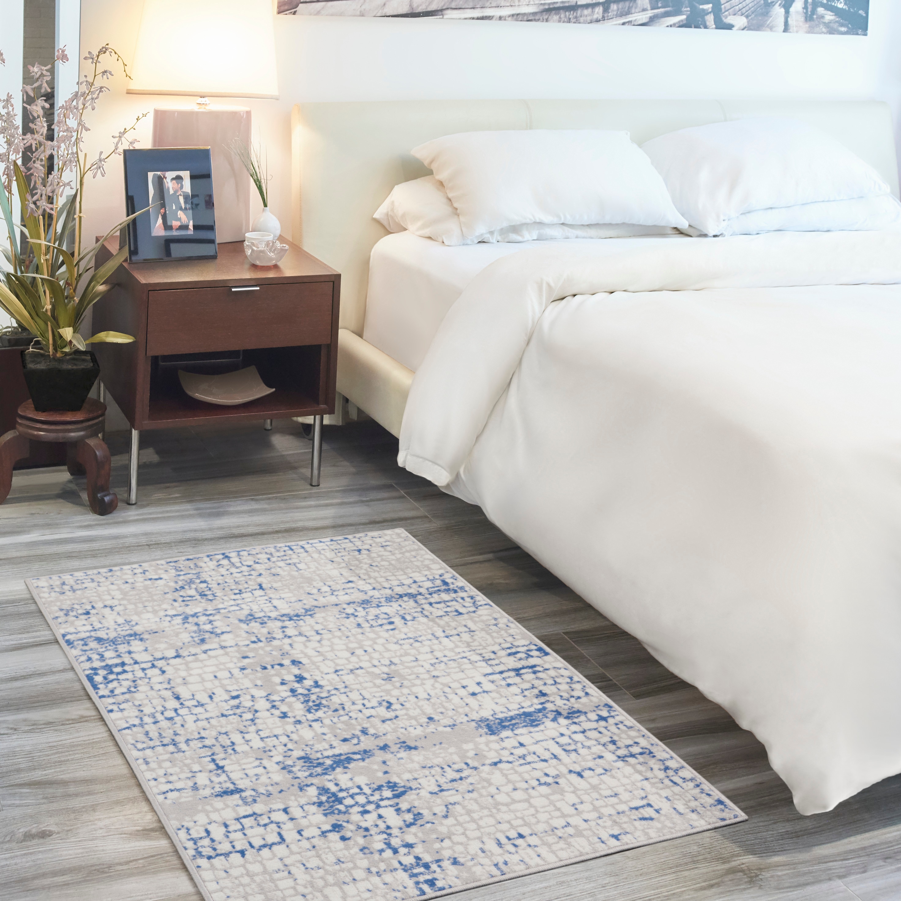 Nourison 99446832535 Whimsicle 3 x 5 (ft) Loomed Polypropylene Grey Blue Rectangular Indoor Distressed/Overdyed Area rug