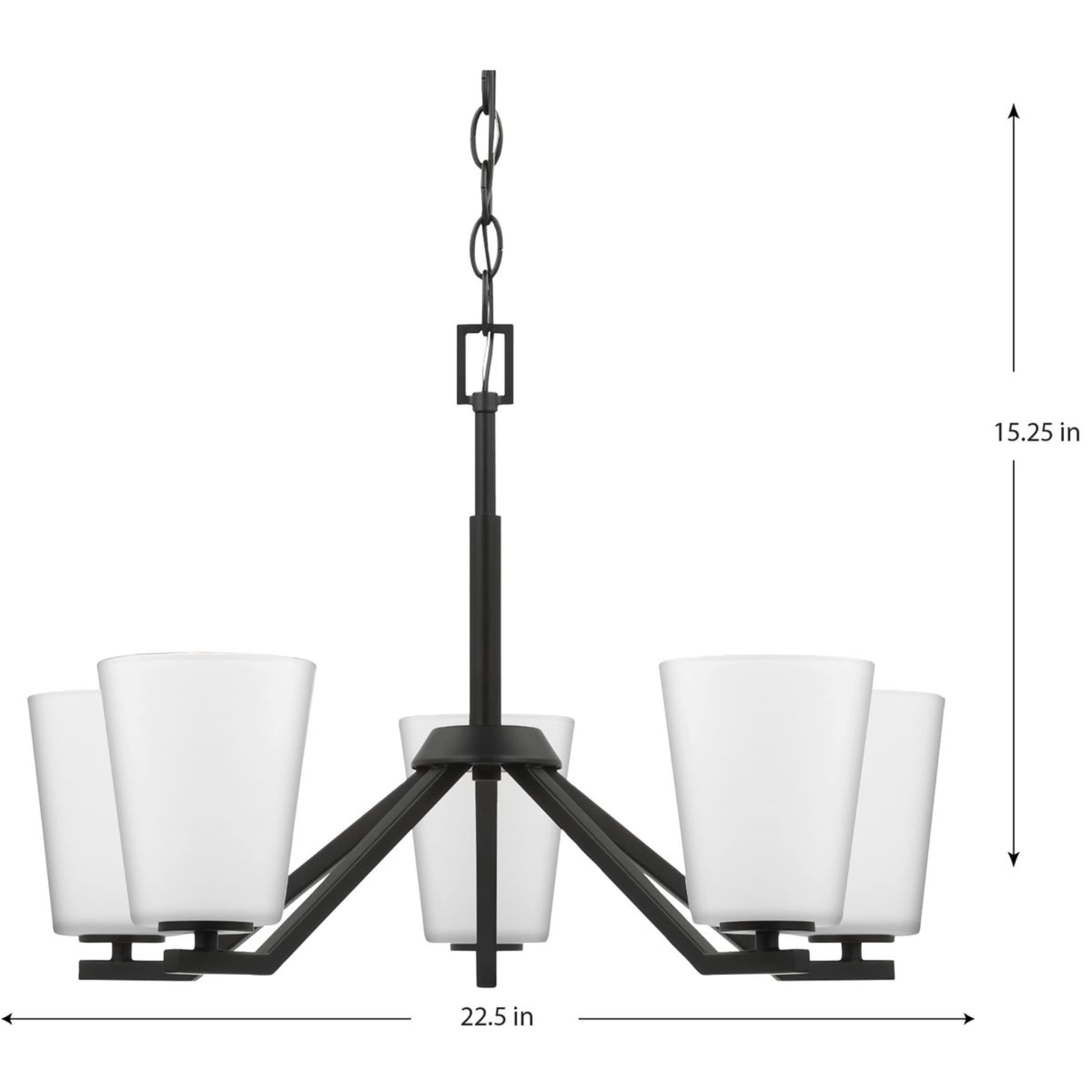 Vertex Matte Black Angular Five Light Chandelier