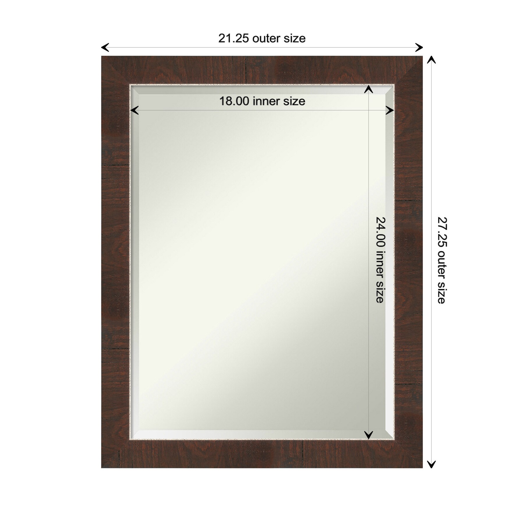 Wildwood Brown and Silver Wood Framed Rectangular Wall Mirror