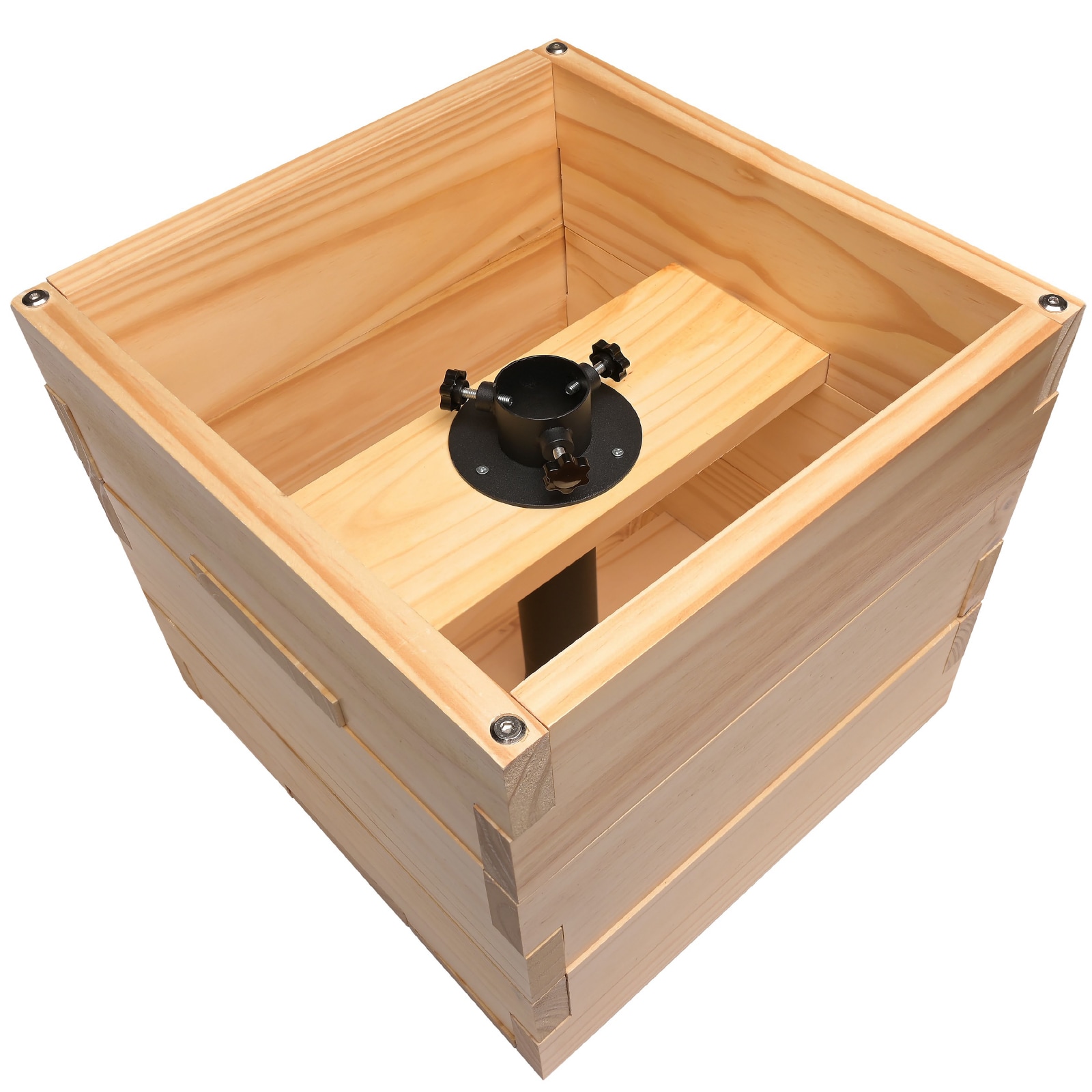 XL Natural Wood Planter Box with Black String Light Pole