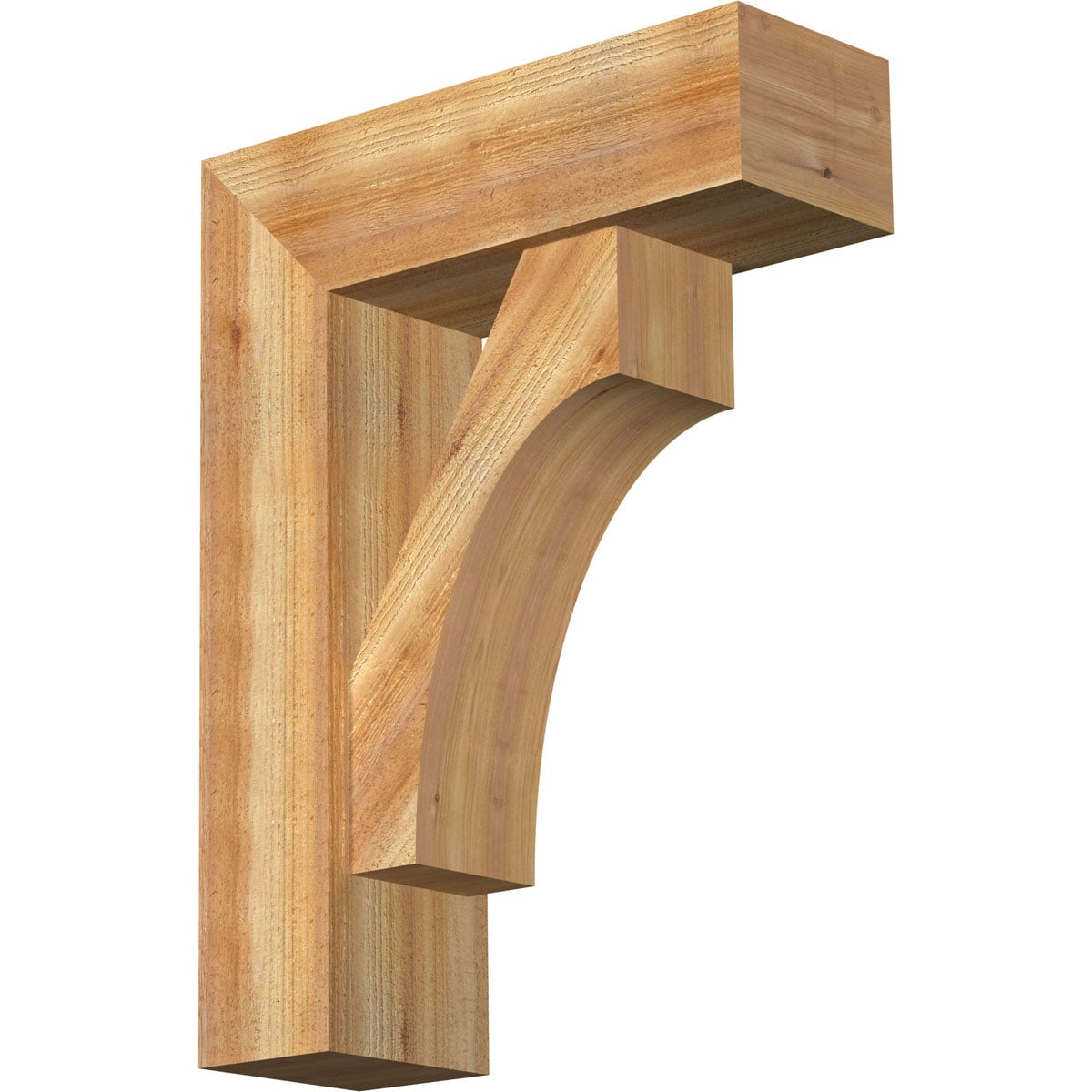 Ekena Millwork 1464376 Westlake Block Rough Sawn Bracket with Offset Brace 8-in x 24-in x 32-in Western red cedar Brown Wood Standard bracket
