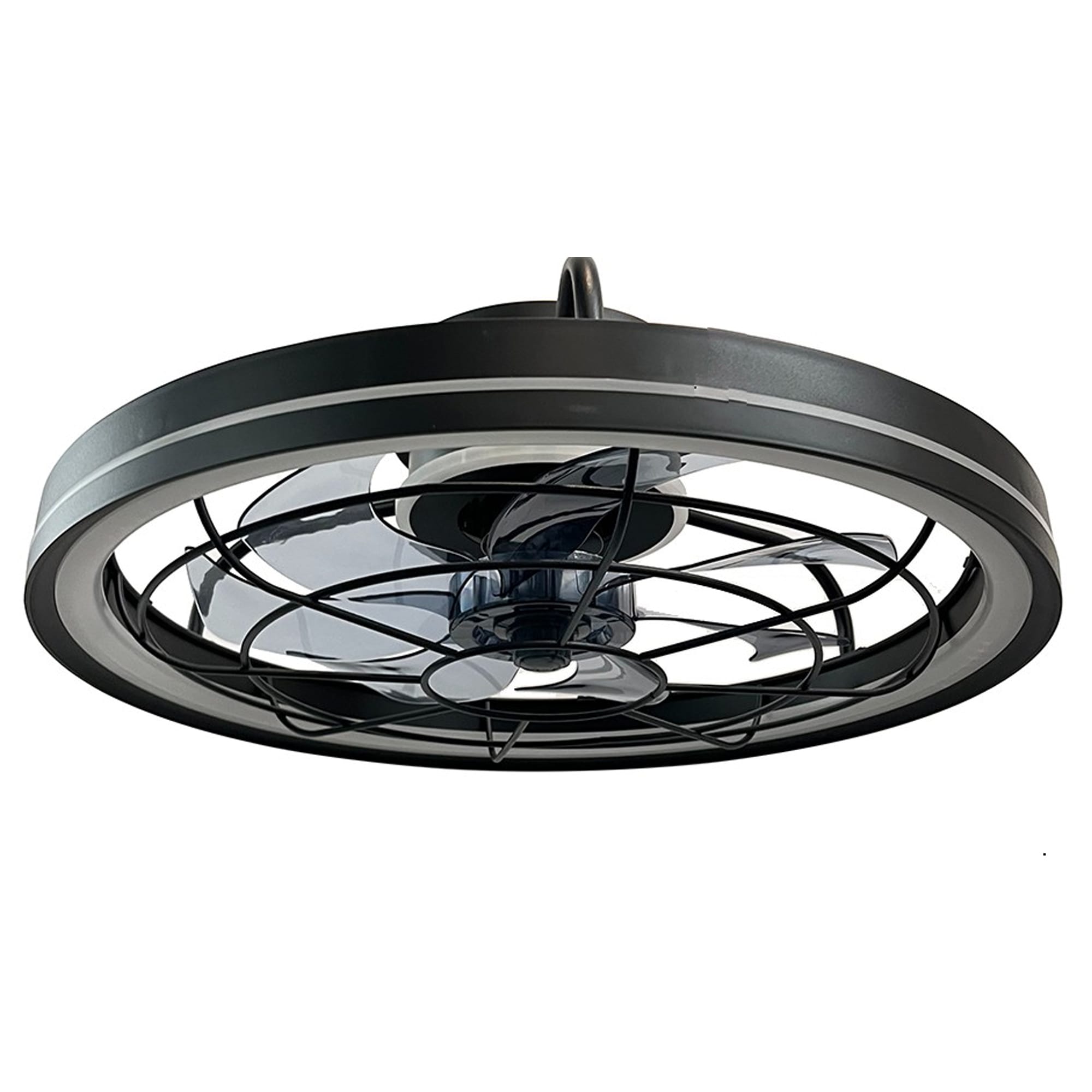 Antoine LSFD-13 19-in Color-Changing Integrated LED Flush Mount Smart Enclosed Black Modern with Acrylic Blades Fandelier Ceiling Fan With Light - Remote Included ( 7 -Blade )