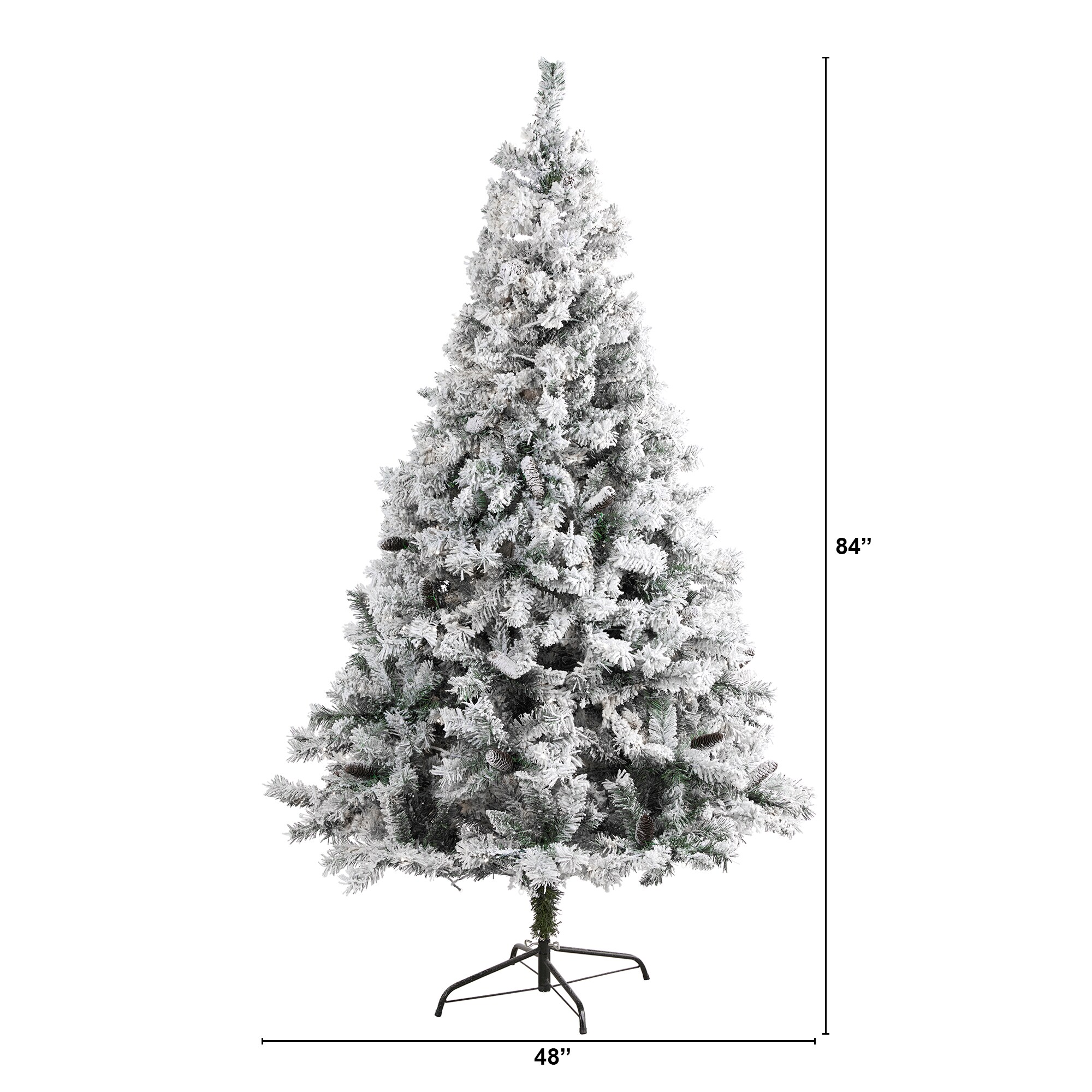 Nearly Natural 7-ft Pine Flocked Artificial Christmas Tree in the ...