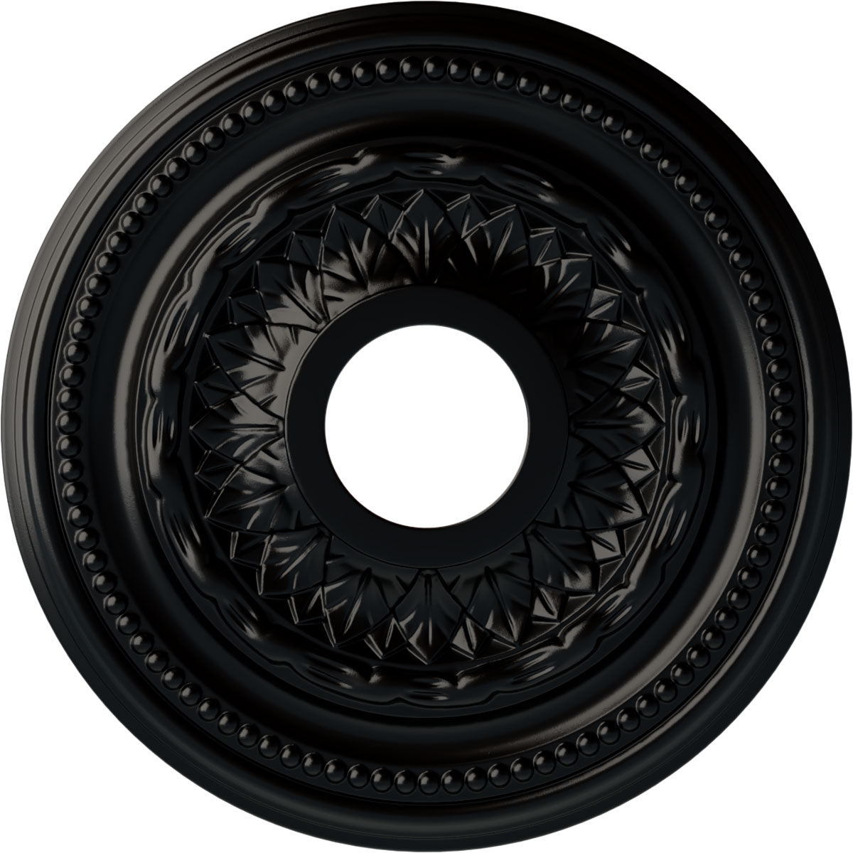 Ekena Millwork CM15GABLF Galway 15.75-in W x 15.75-in L Painted Jet Black Polyurethane Whole Ceiling Medallion