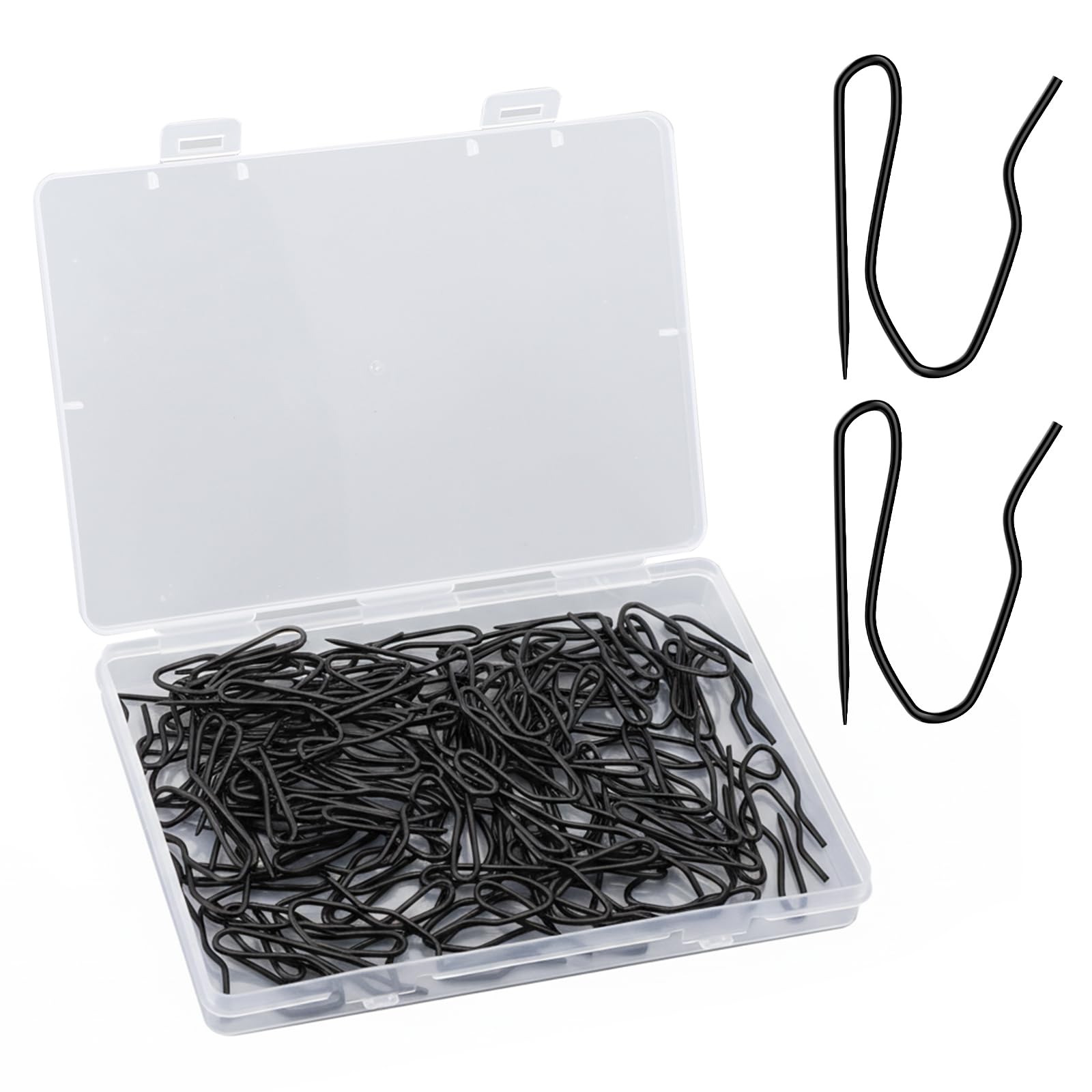 Aoibox - 100 Pack Black Metal Pin On Curtain Hooks with Pointed Head for Small Drapery and Showe...