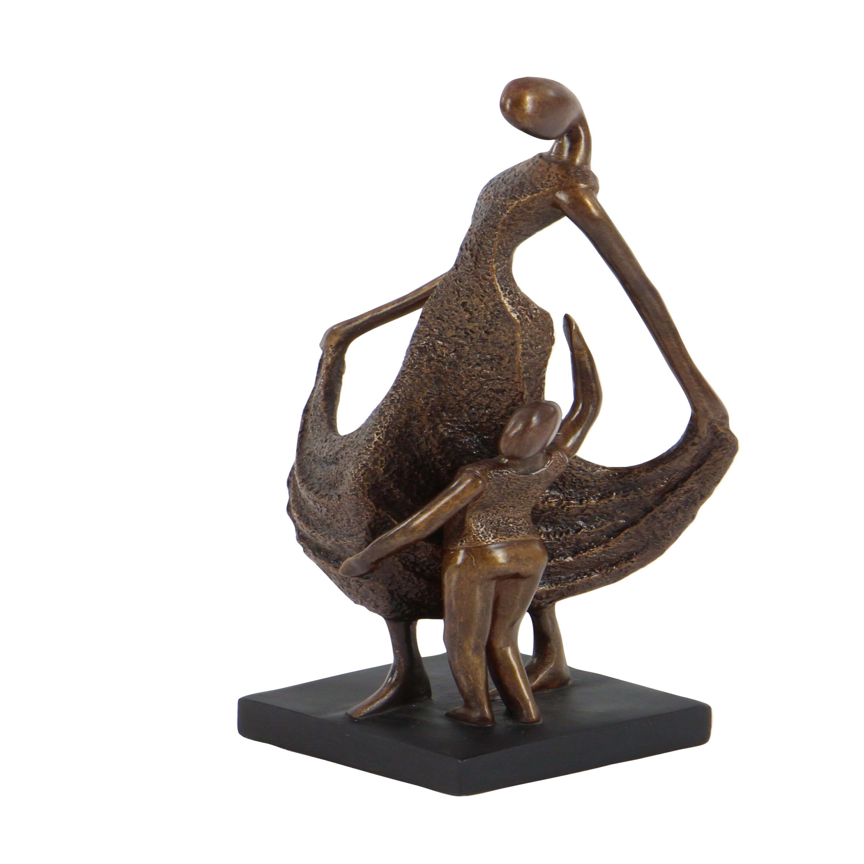 Bronze Family Sculpture with Textured Finish, 15" Tall