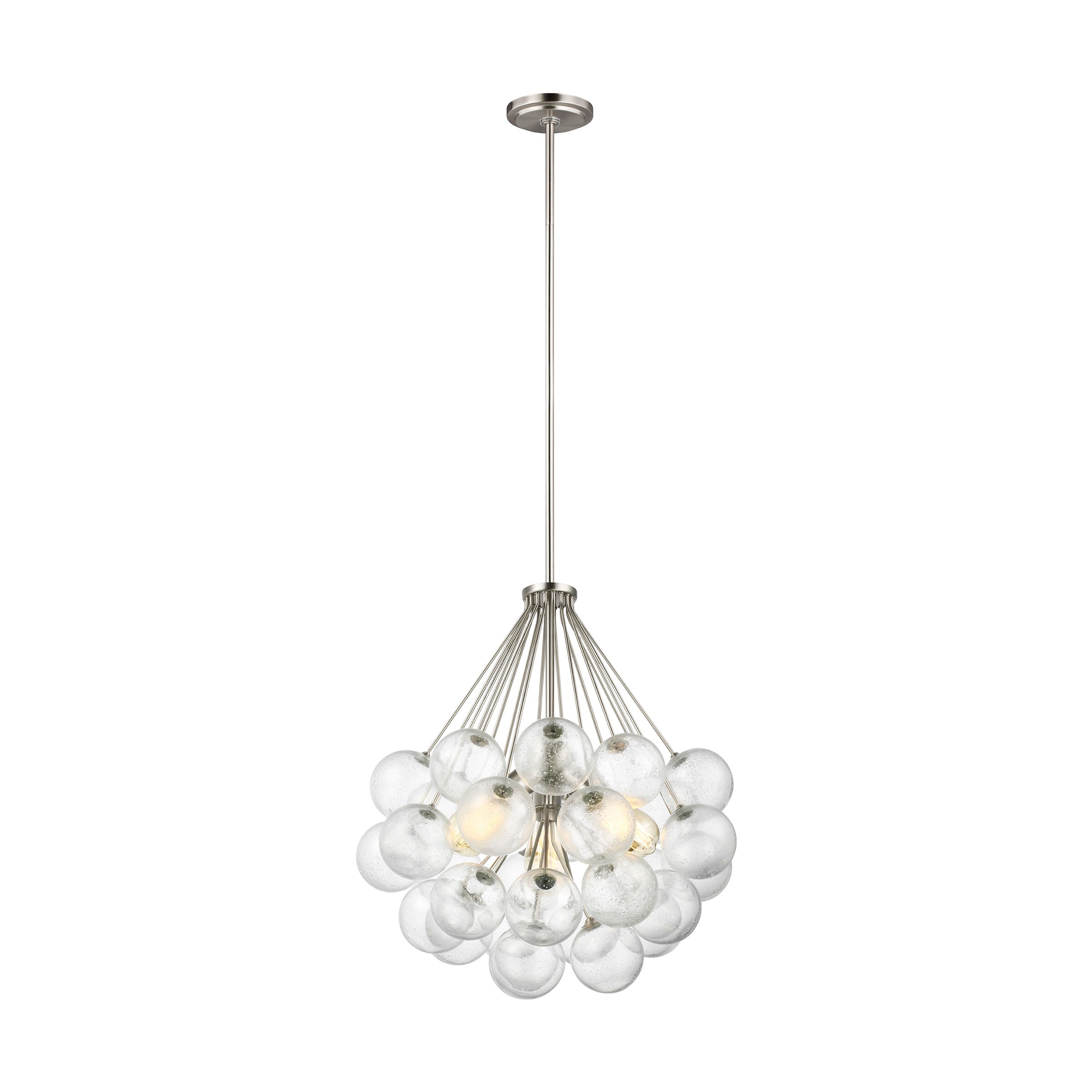 Generation Lighting 6514303-962 Bronzeville 3 -Light Brushed Nickel Modern/contemporary Seeded glass Globe Medium Outdoor Hanging Pendant light