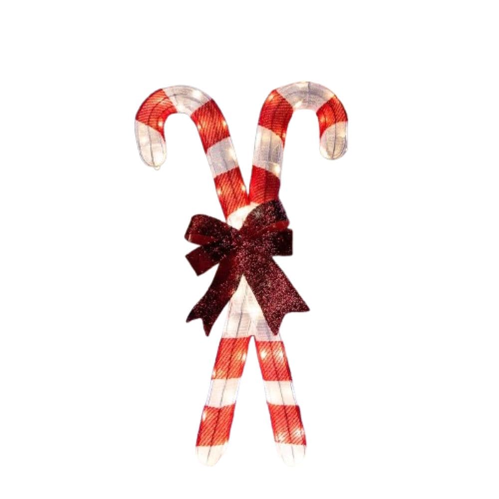 Joyfy 30206 36-Inches Freestanding Candy cane Door decoration with White LED Lights