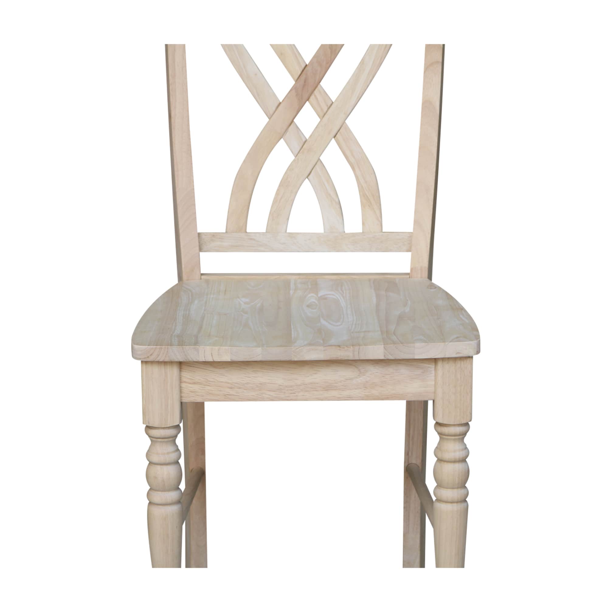 Traditional Parawood 30" Latticeback Bar Stool in Warm Brown
