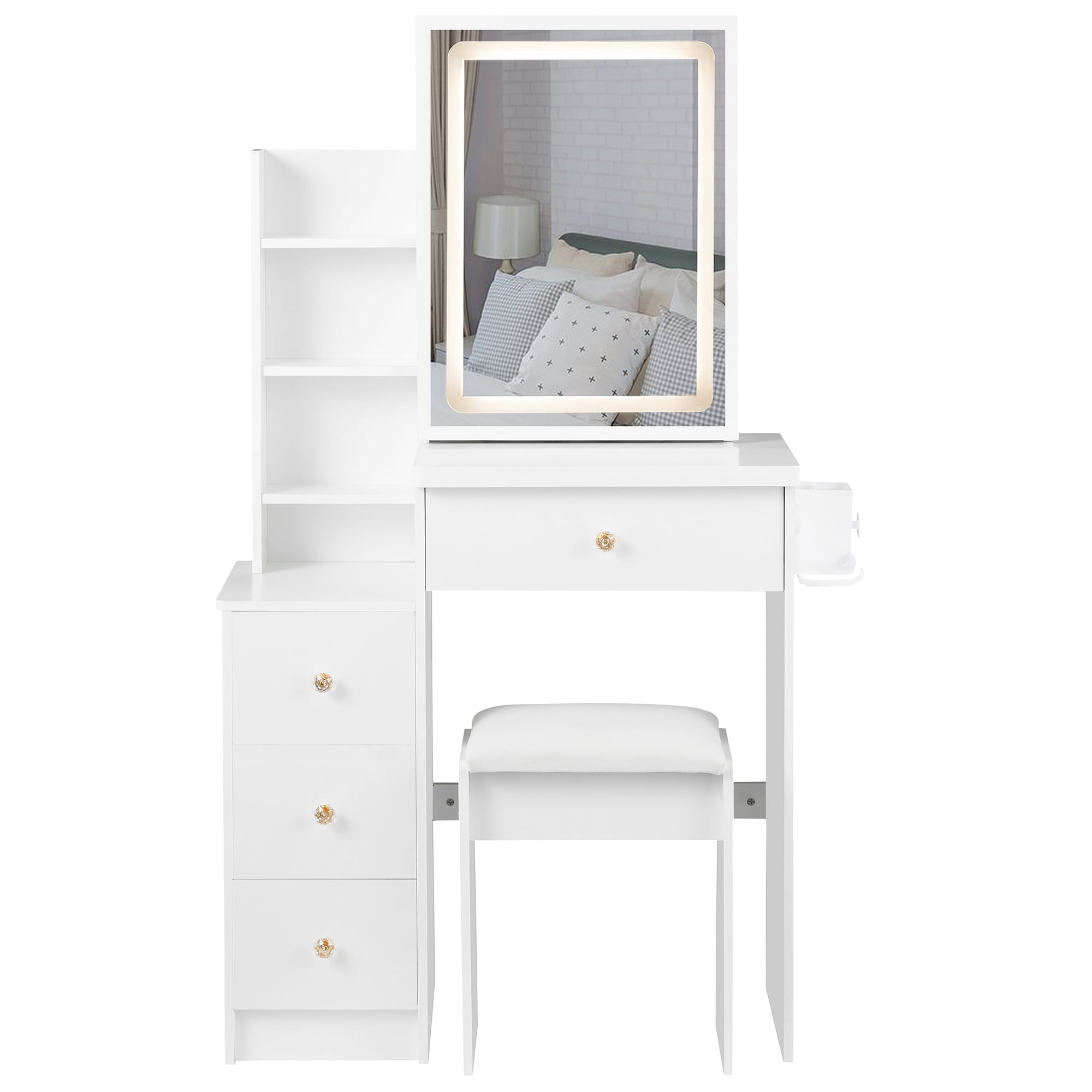 CESICIA Q117 29.2-in White Makeup Vanity
