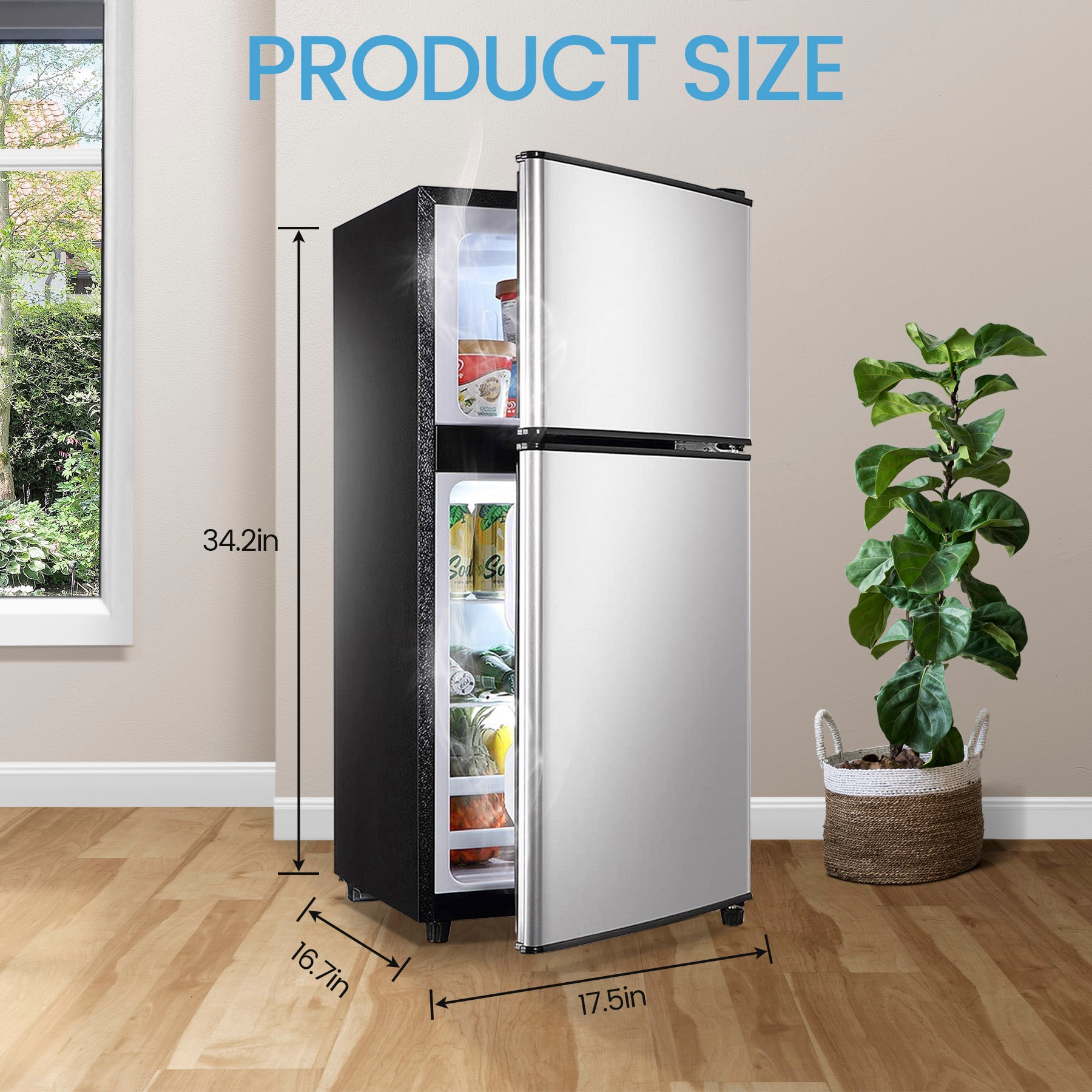  Fcicarn 3.5 Cu. Ft. Compact Refrigerator, Featuring a Separate  Freezer Compartment, Lock, 7-Level Thermostat and Vintage-Inspired Styling  for Small Kitchens, Home Offices or Dorm Rooms, Black : Appliances