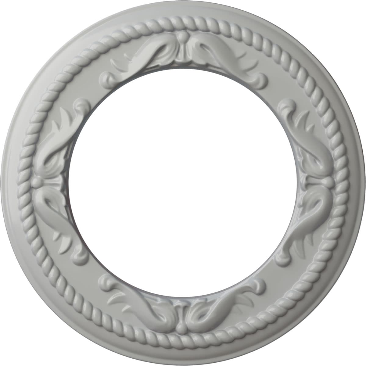 Ekena Millwork CM12MEFRF Roped Medway 12.25-in W x 12.25-in L Painted Frost Polyurethane Whole Ceiling Medallion