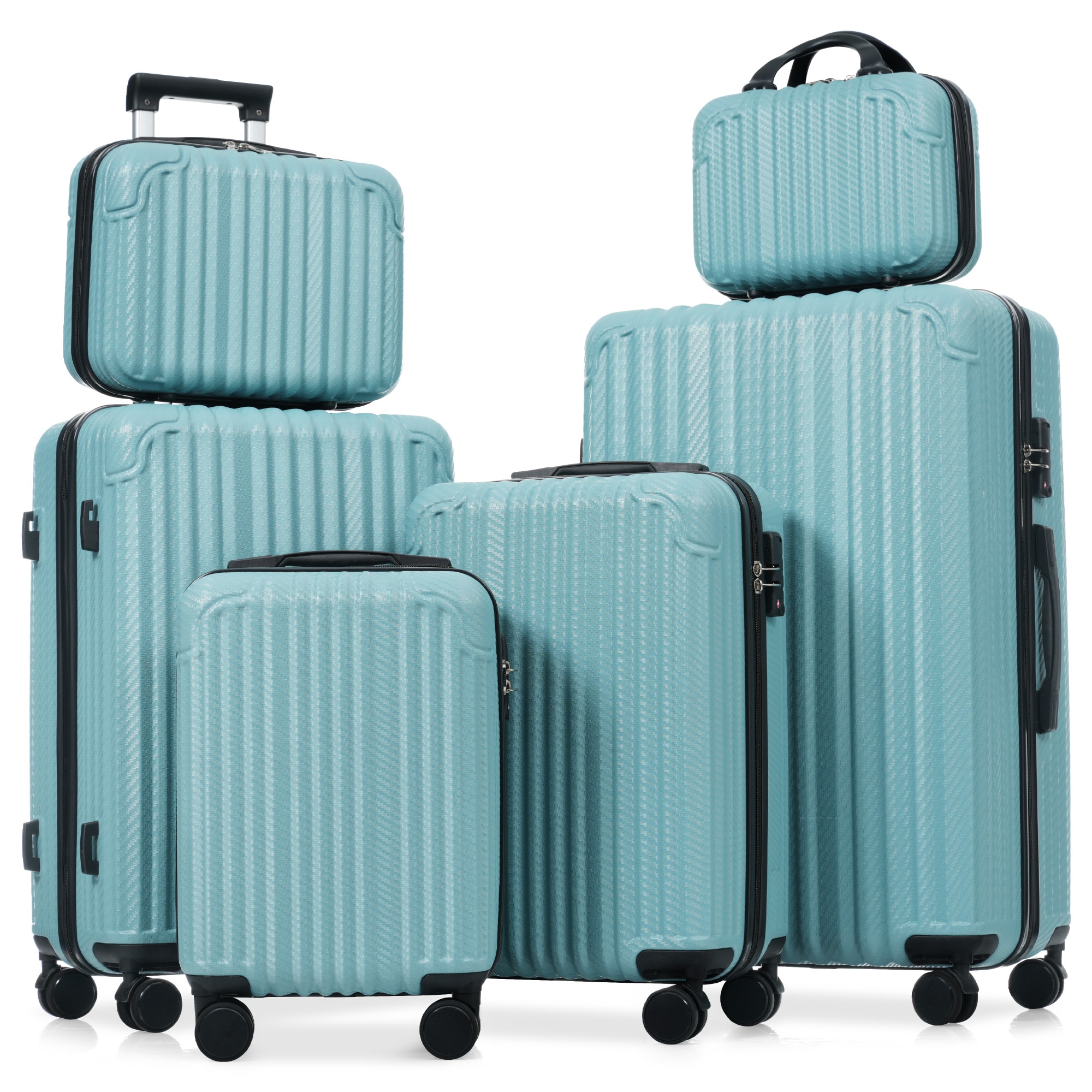 ModernLuxe - 6Piece Luggage Set Durable Hardshell ABS Suitcase with Spinner Wheels TSA Lock Side ...