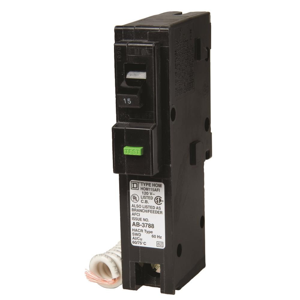 Square D Homeline 15-Amp 1-Pole Combination Arc Fault Circuit Breaker ...