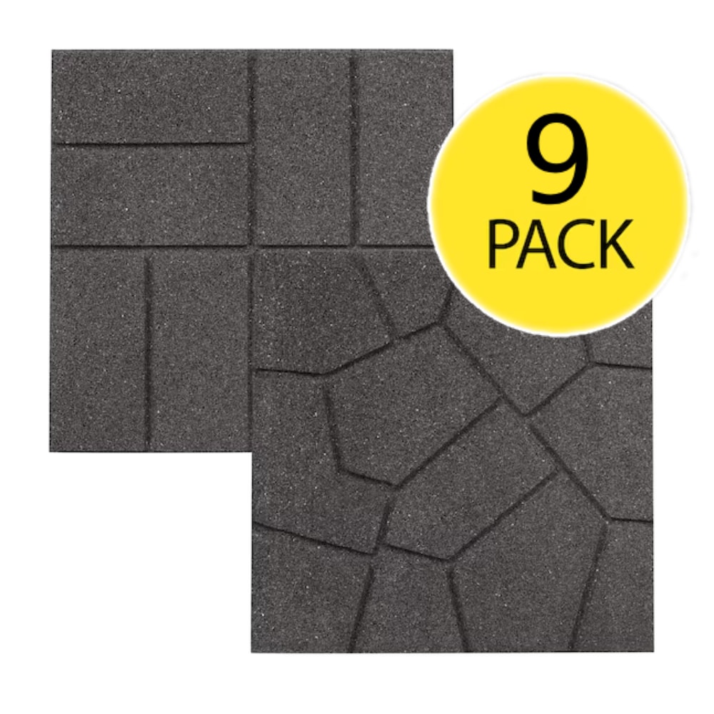 Rubberific DCPVGY9 16-Inches L x 16-Inches W x 0.75-Inches H Square Gray Rubber Paver Multi-pack