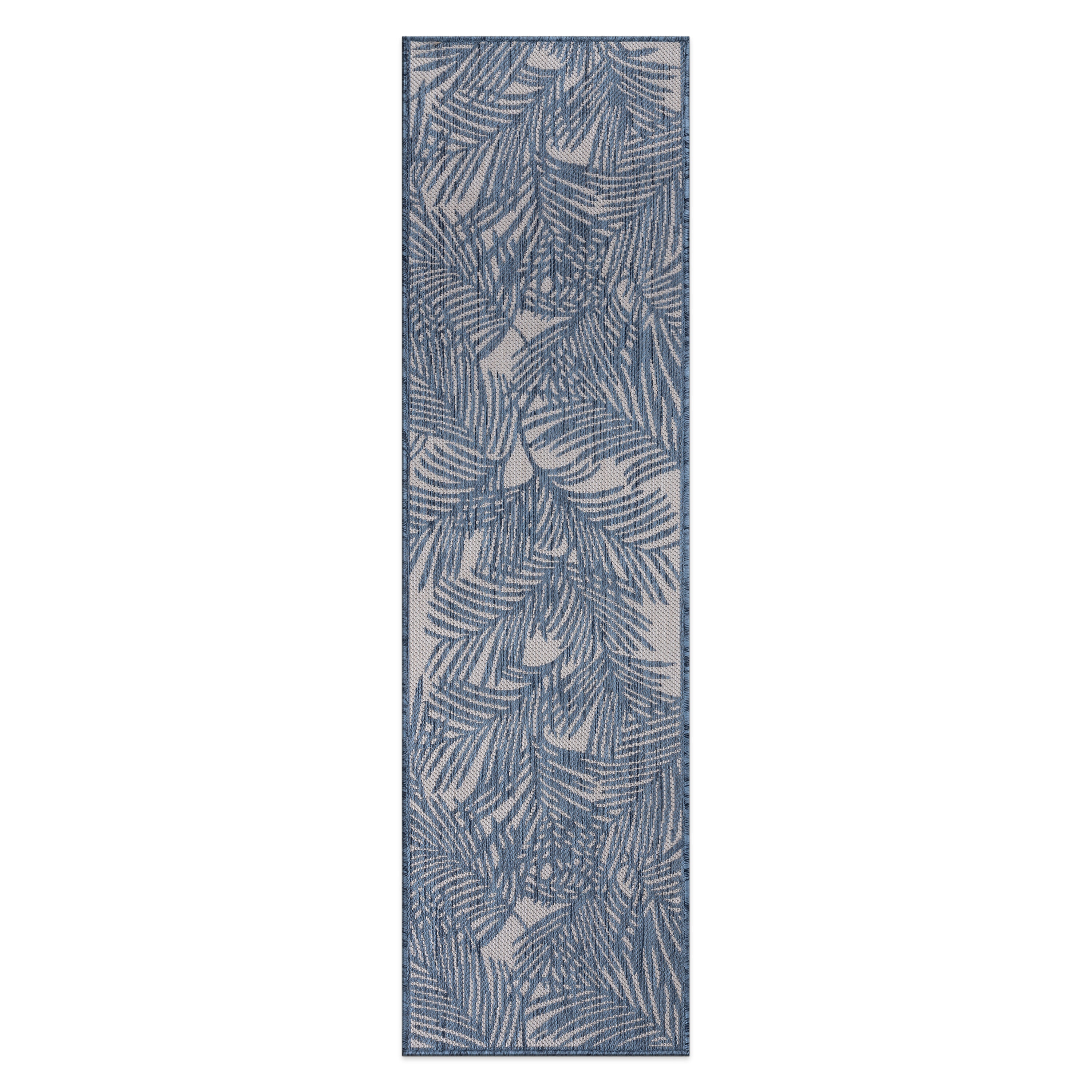 World Rug Gallery 118BLUE2X7 Summer 2 x 7 (ft) Loomed Polypropylene Blue Rectangular Indoor/Outdoor Floral/Botanical Tropical Area rug
