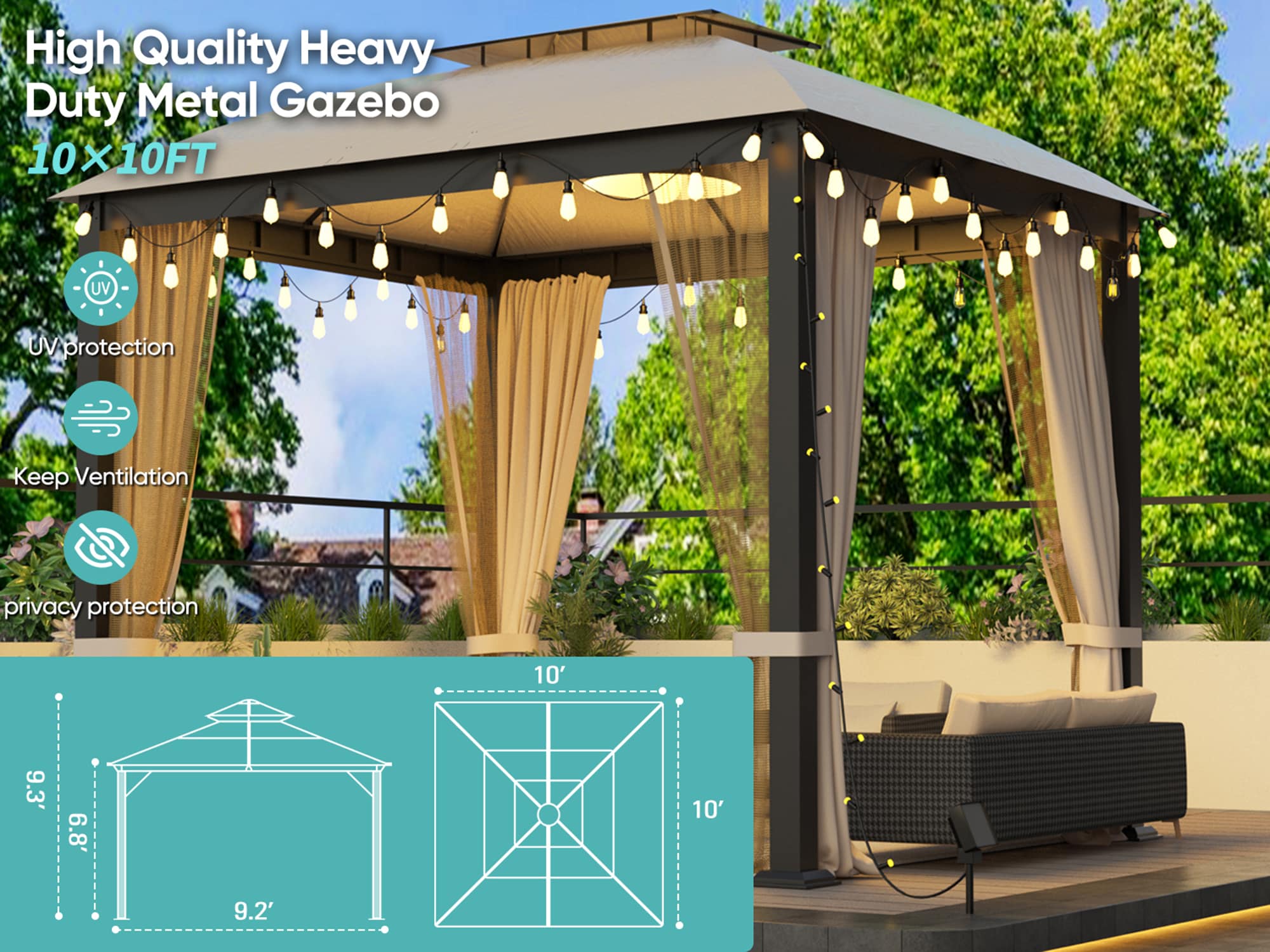SINOFURN SYA990033GY Wood-Resin-Gazebos - View #2