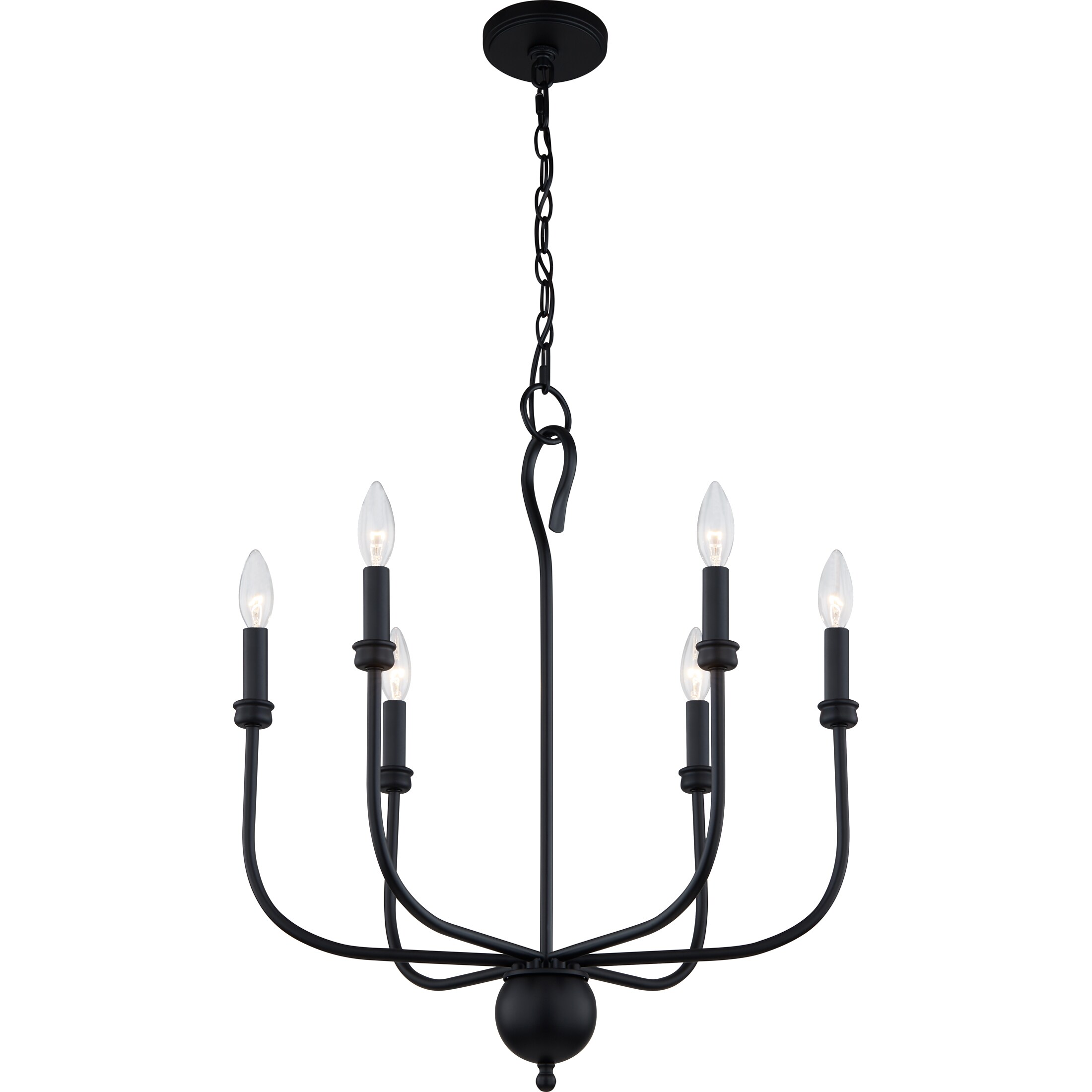 Quoizel Blanche 6-Light Matte Black Transitional Damp Rated Chandelier ...